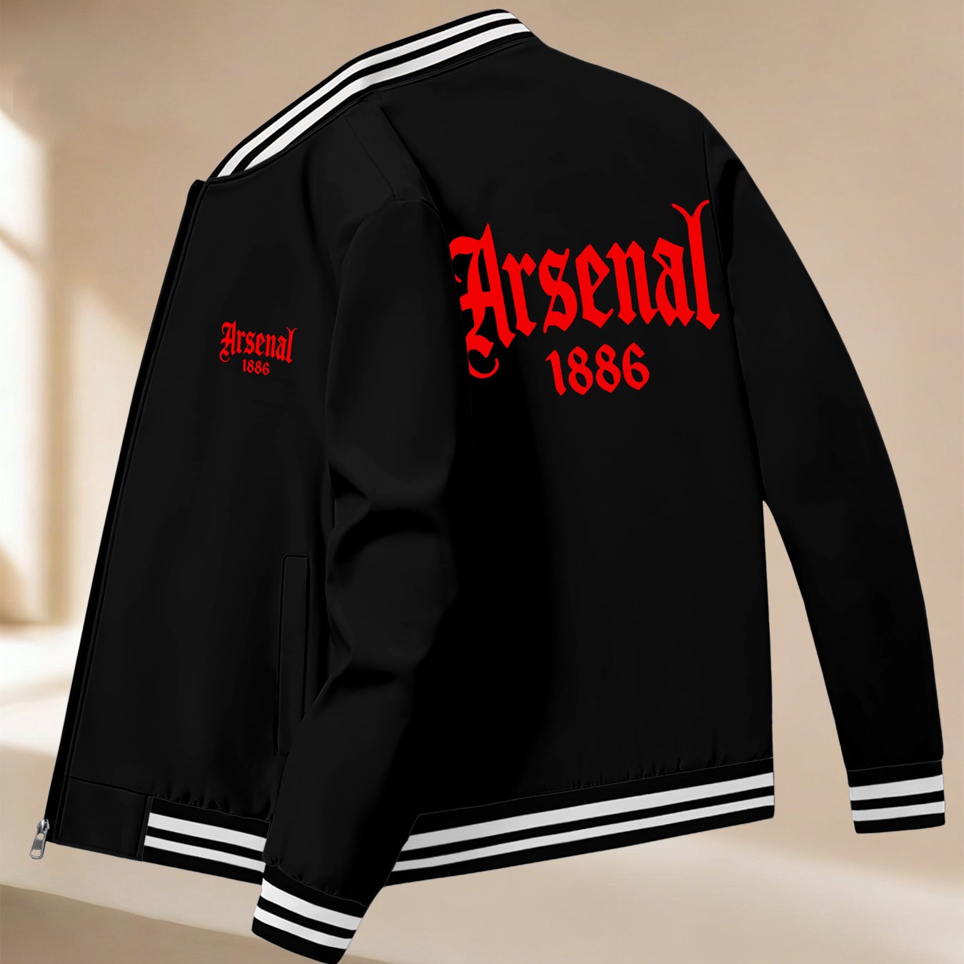 TEMU Men's Autumn/winter Sports Jacket, Red Year Print, Fashion Casual Business Youth Jacket, Baseball Collar Versatile Ribbed Jacket, Jacket