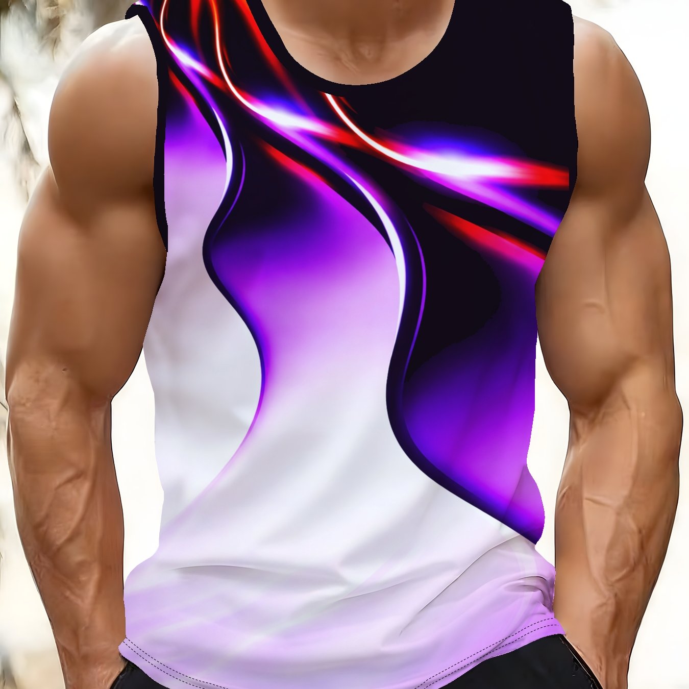 TEMU Men's Sleeveless Tank Top - 3d Print, Lightweight And Breathable Men's Shirt, Suitable For Casual Wear In , Machine Washable Regular Fit Tank -