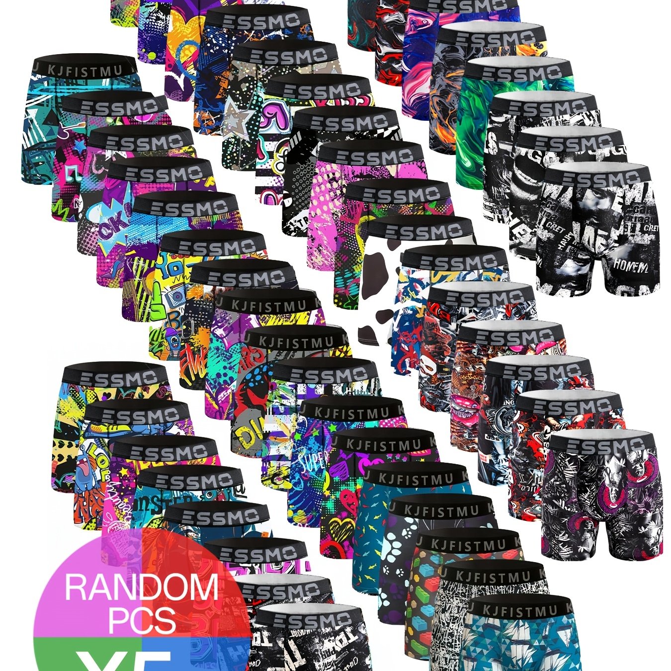 TEMU Random 5pcs Long Flat-seam Briefs, Breathable Comfortable Stretchy Underwear, Suit To Casual And Sport Wear