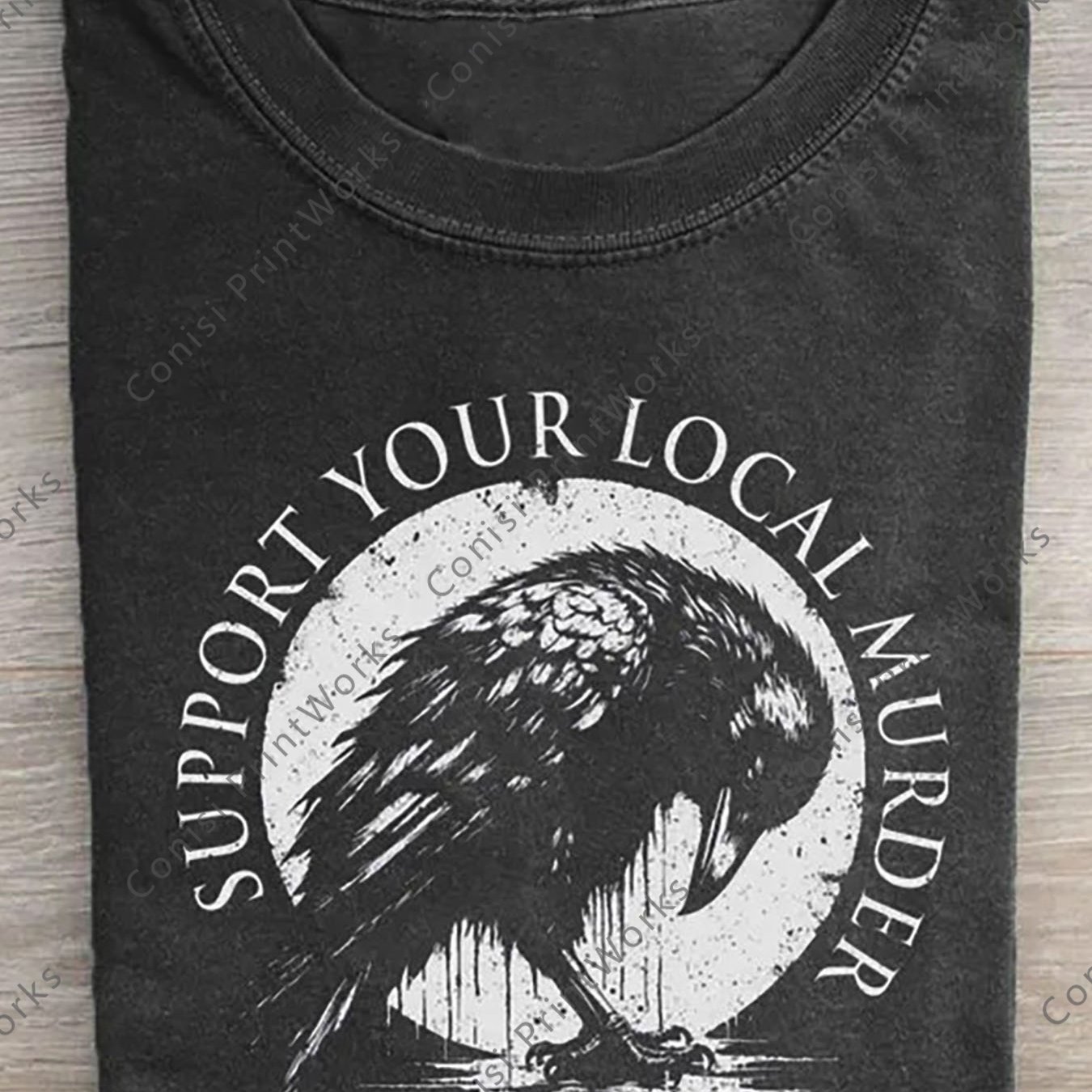 TEMU Men's Gothic Graphic Tee - A Streetwear T-shirt Featuring The Slogan 'support Local Murder', Designed In A Loose And Casual Fit, Perfect For