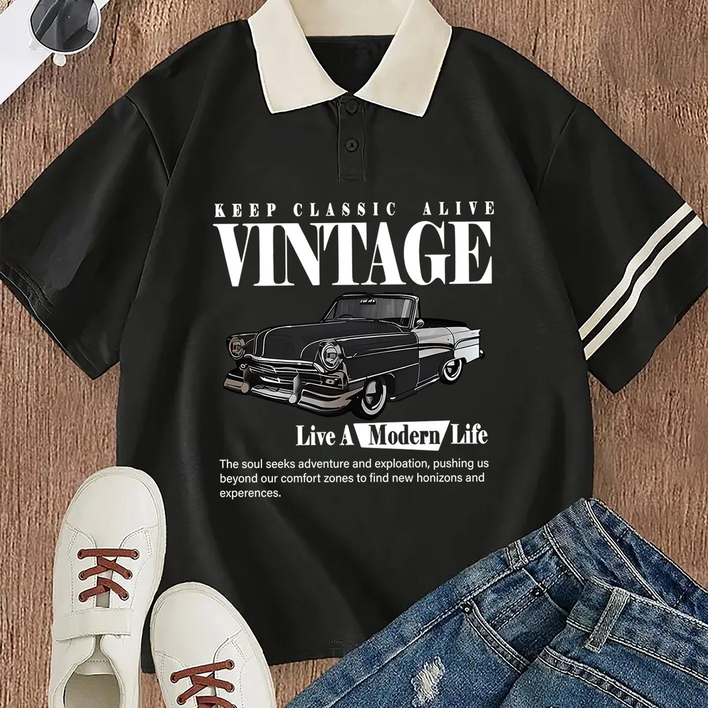 E-shop Lässiges Polo-Shirt mit Grafikdruck, modisches Kurzarm-T-Shirt mit Revers, Damen