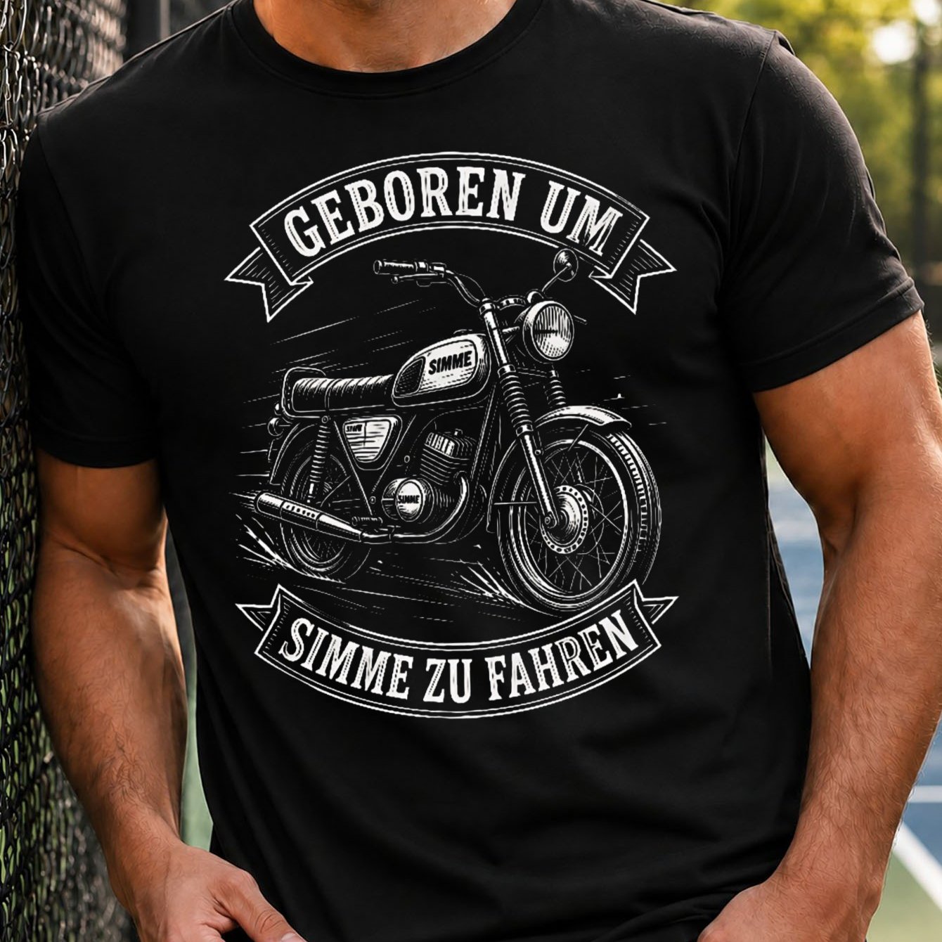Um Zu Fahren Motorcycle Graphic Tshirt Vintage Bike Illustration Ger Ma N Rider Theme Men's T-shirt
