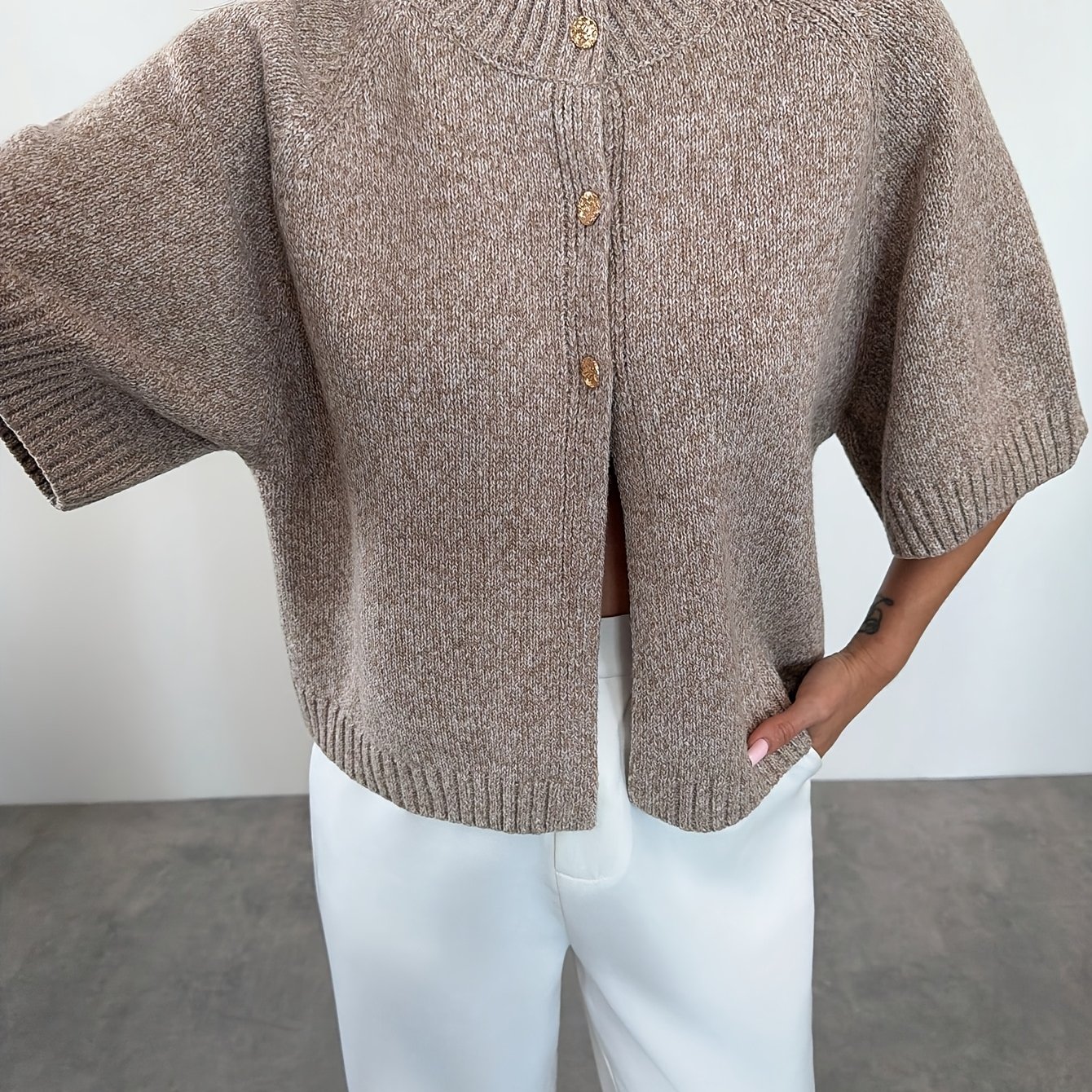 TEMU Gilet cardigan décontracté pour femmes, couleur unie, bouton unique, multi-fonctionnel, idéal pour