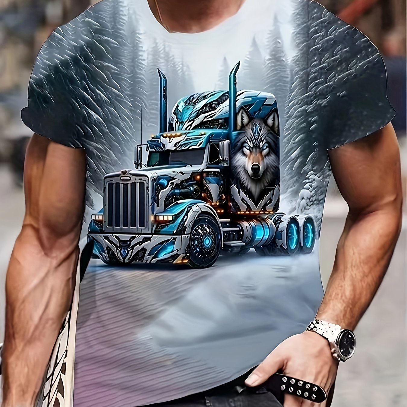 TEMU 3d Car Pattern Men's T-shirt