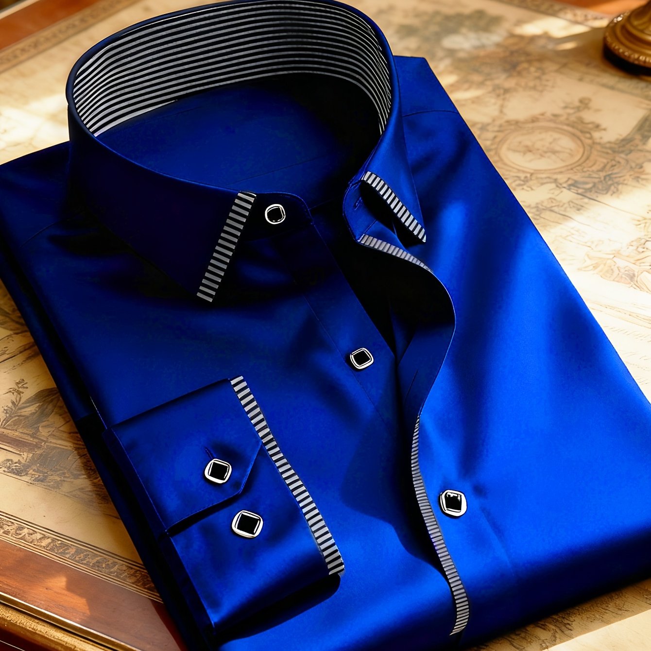 TEMU 1pc Men's Shirt/men's Outfit/men's Designer Clothing/vacation Daily Minimalist Urban -friendly Comfortable Woven Plain Fabric Long Sleeve Formal