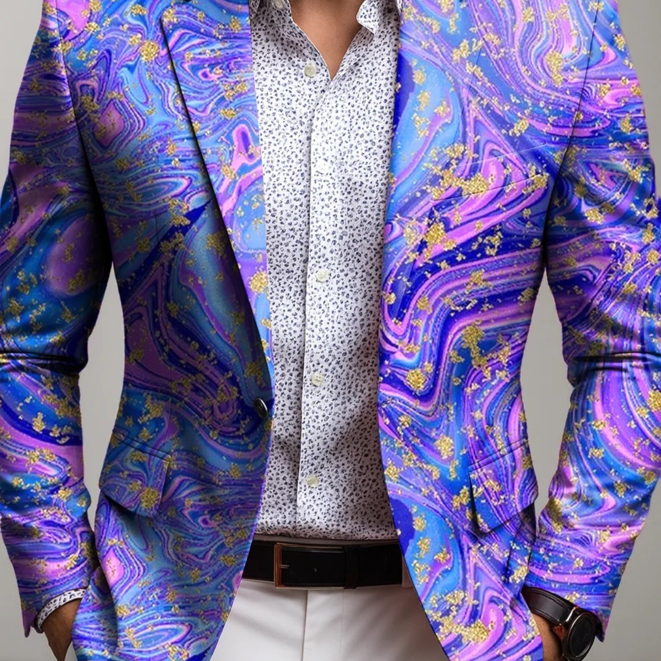 TEMU Slim-fit Suit Jacket, A Stylish Piece For Everyday And Parties, Featuring A Modern Suit Cut With Festive Themes, A Unique Item For Fashion