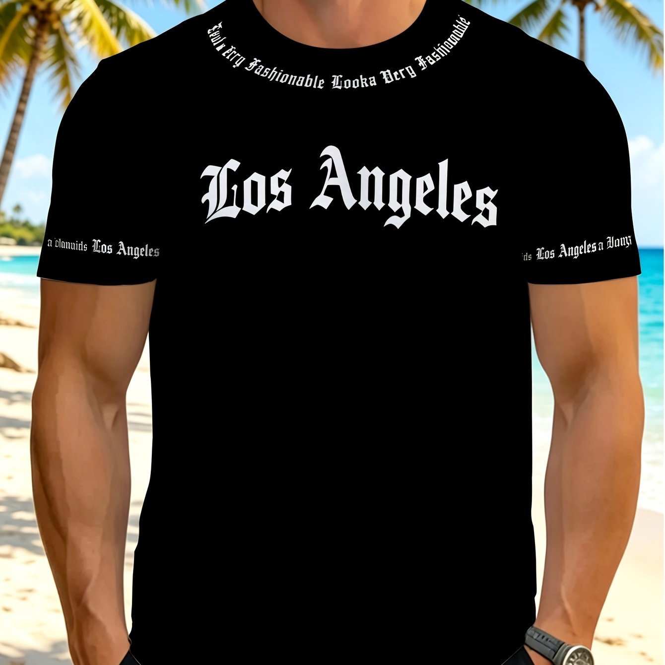 TEMU Men's 2025 New Style Short Sleeve T-shirt - Modern Geometric Print Crew Neck Casual Shirt, Machine Washable Suitable For , Daily Wear & Outdoor