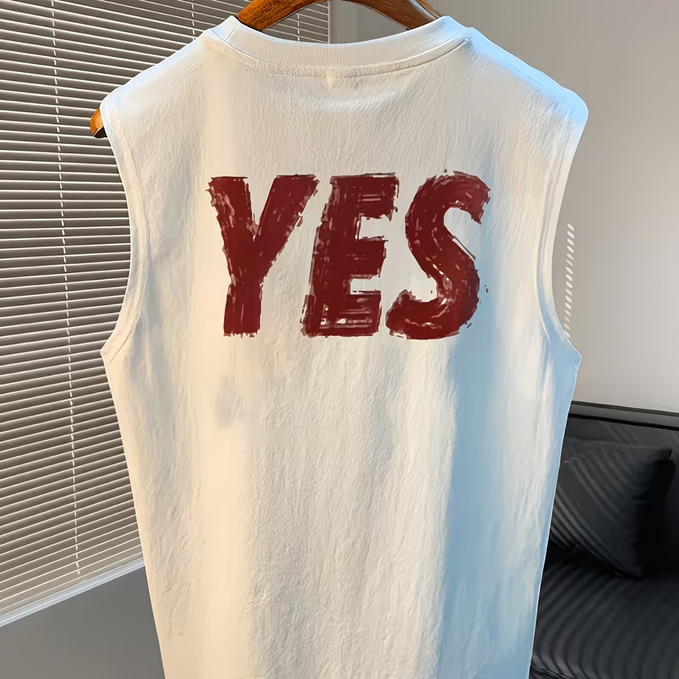 TEMU Casual Comfortable Men's Sleeveless Vest, Print T-shirt Top, Lightweight Polyester Fiber, Round Neck Design, Loose Fit, Ideal For Summer,