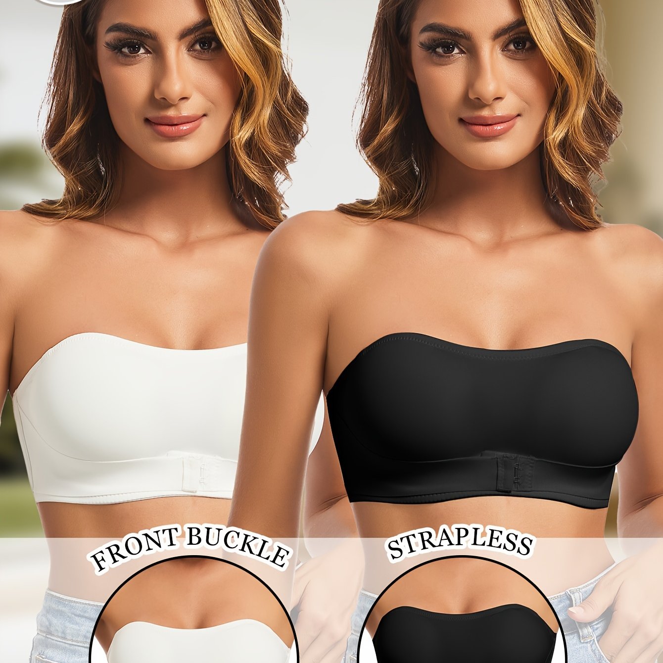 Sexy Strapless Bandeau Bra for Women - Breathable, Comfort Fit with Removable Pads, No Underwire, Nylon &amp; Elastane Blend