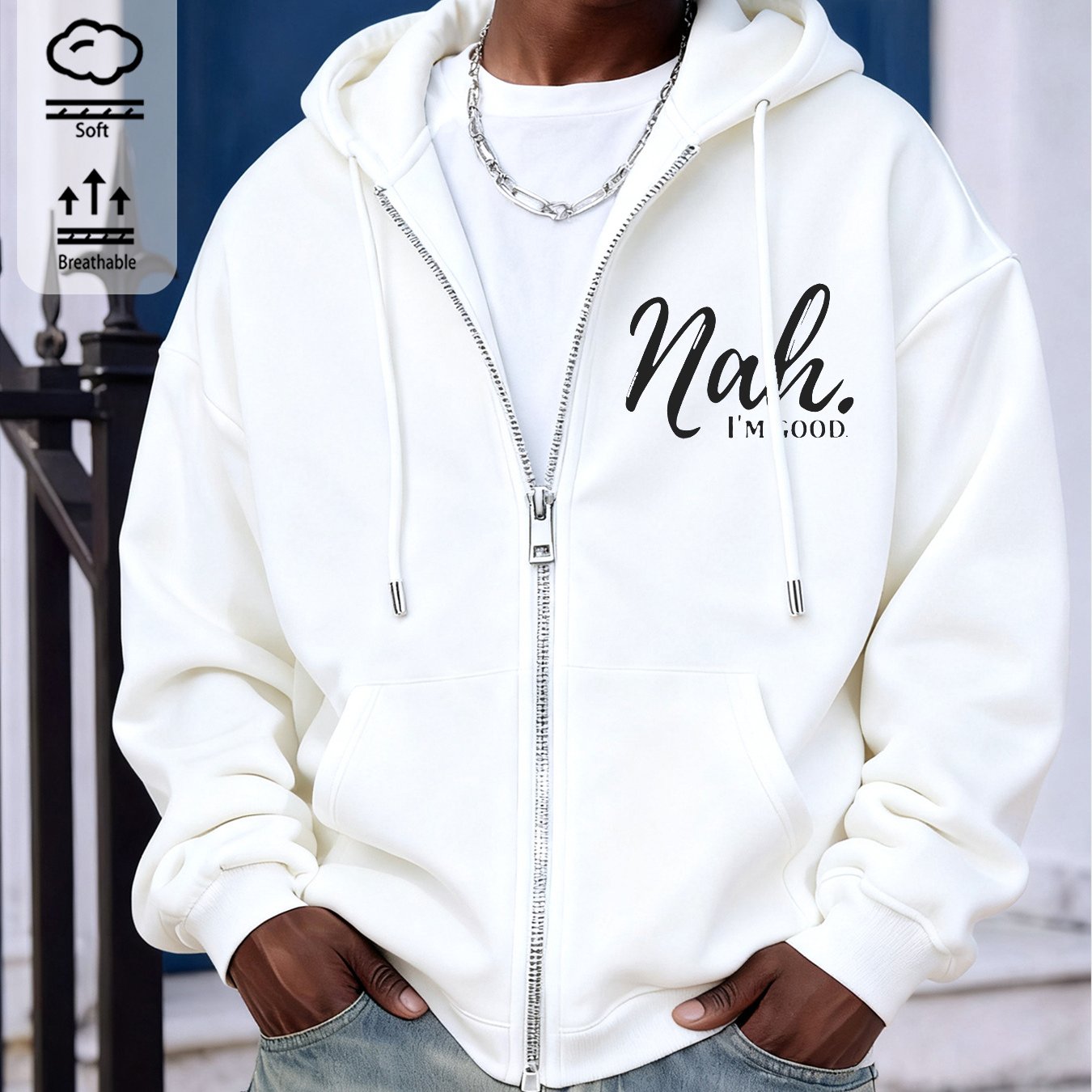 Image of Unisex Zip-up Hoodie For Spring, Autumn, And Winter: Men's 100% Cotton, Oversized Casual Streetwear, Comfortable, Durable, And Versatile For Any Occasion