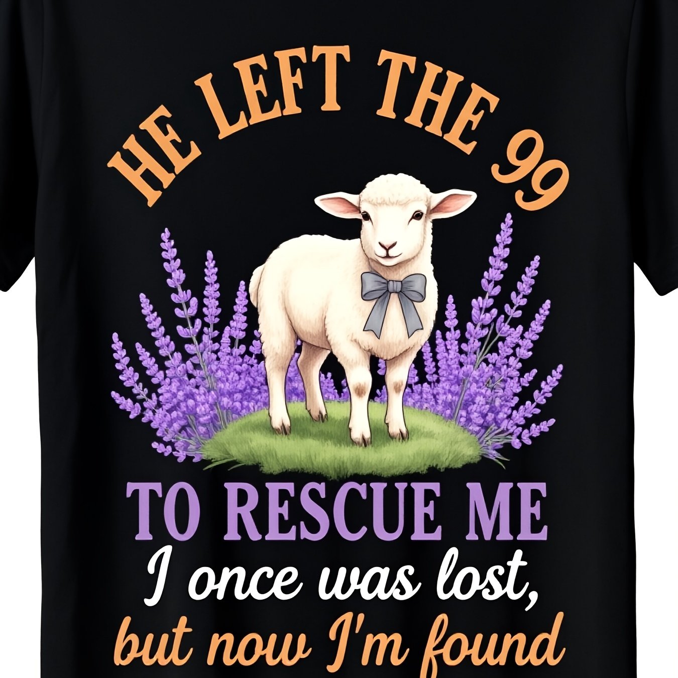 TEMU He Left To Lamb Flowers Christian Same Style For Men And Unisex 2026 Summer Short-sleeved Printed Pure Crew Neck Regular For Adult Retro Casual
