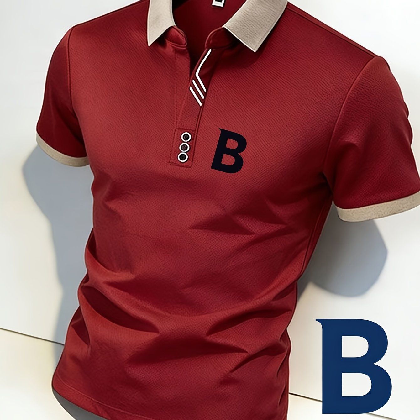 Image of Men's Stylish Graphic T-shirt: Featuring A "b" Design. Soft And Comfortable Fabric, This Menswear Top Is Ideal For Casual Wear, Combining Fashion And Function For A And Feel