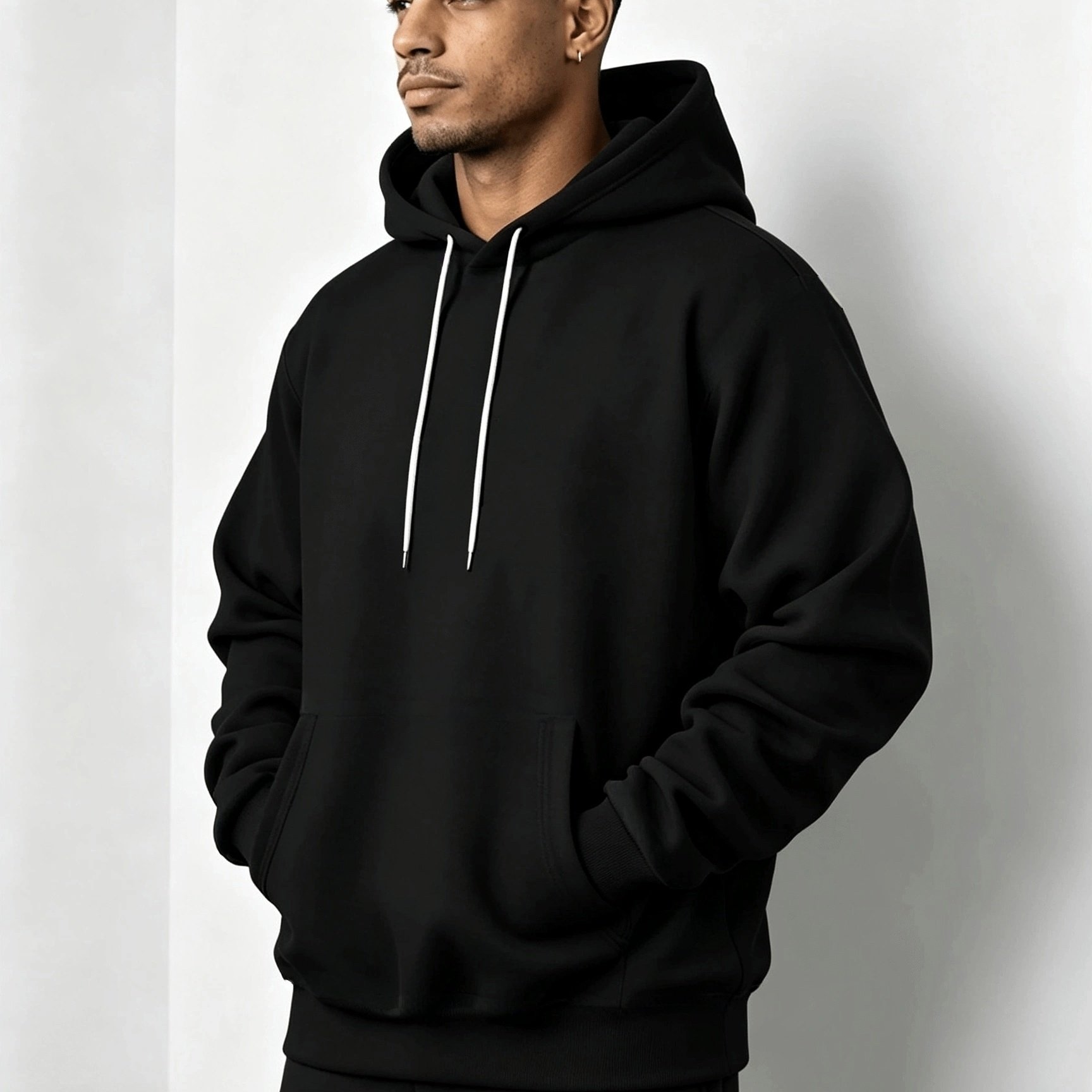 TEMU Men' Color Hooded Sweatshirt Autumn Winter Fleece-lined Pullover With Kangaroo Pocket Loose Casual All-match Fleece Clothes For Men