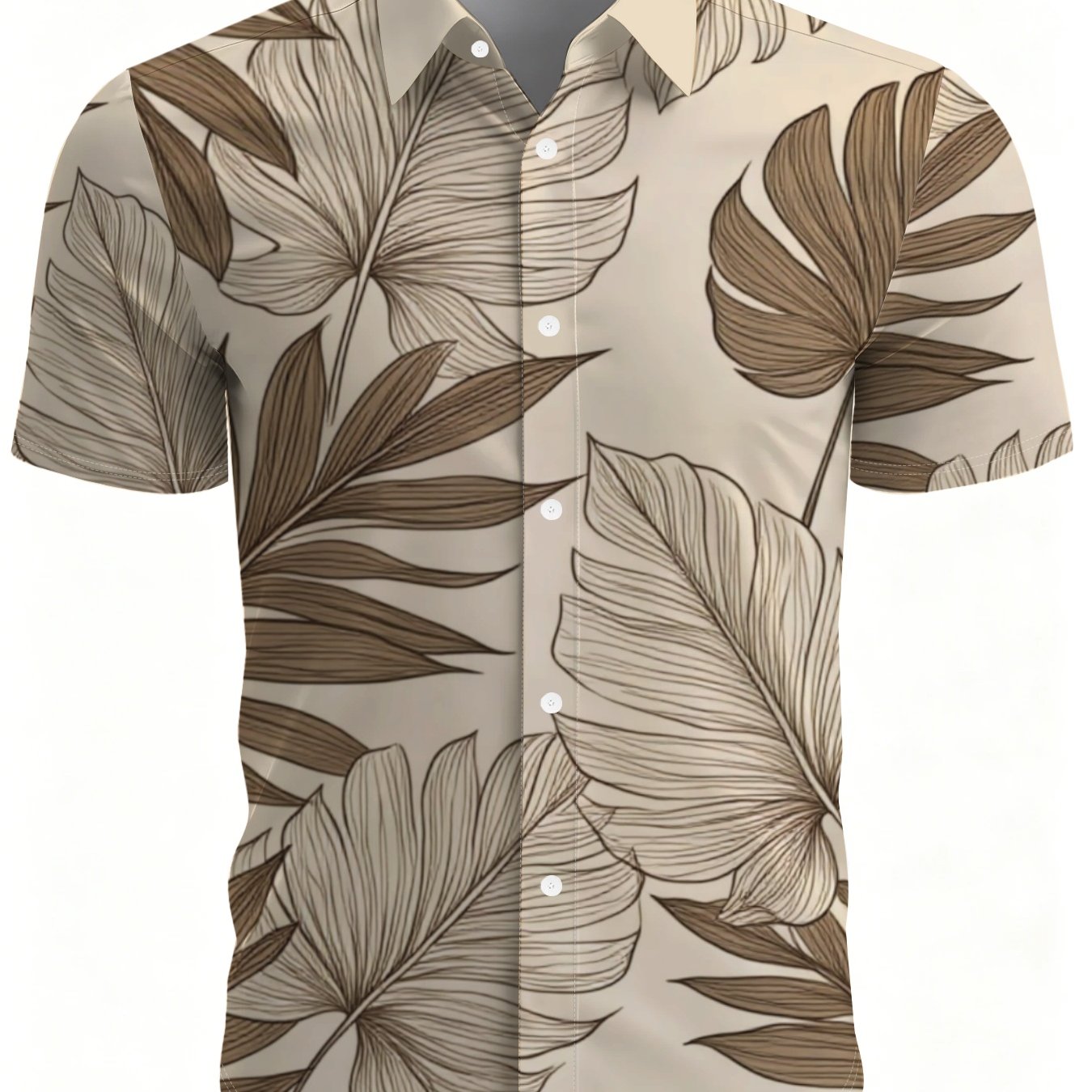 TEMU Men's Casual Summer Shirt, Random Print Collar, Lightweight Breathable Short Sleeve Top, Men' Vacation Outdoor Casual Wear