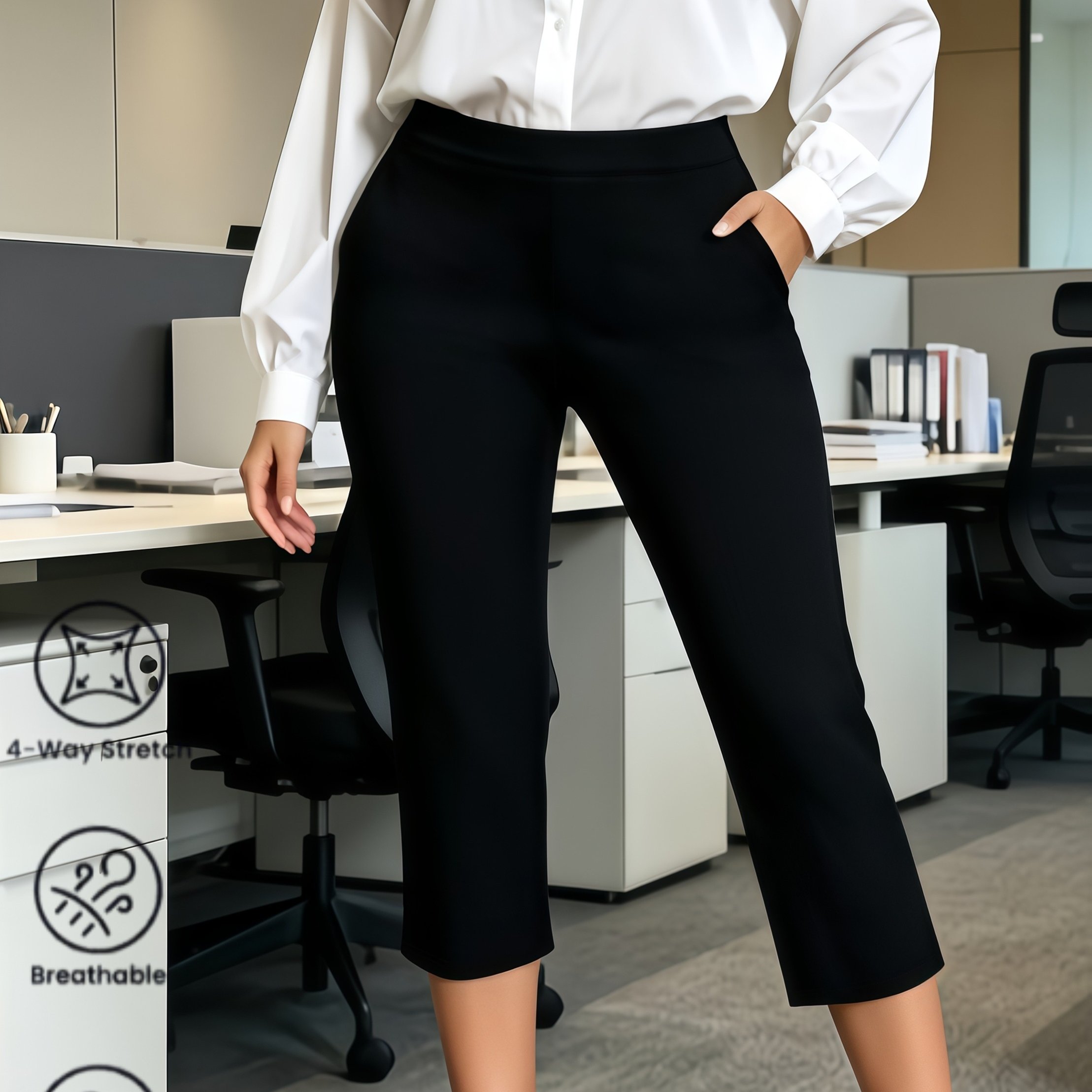 TEMU Vêtements d'intérieur pour femmes, pantalon capri décontracté de couleur unie, pantalon décontracté pour femmes