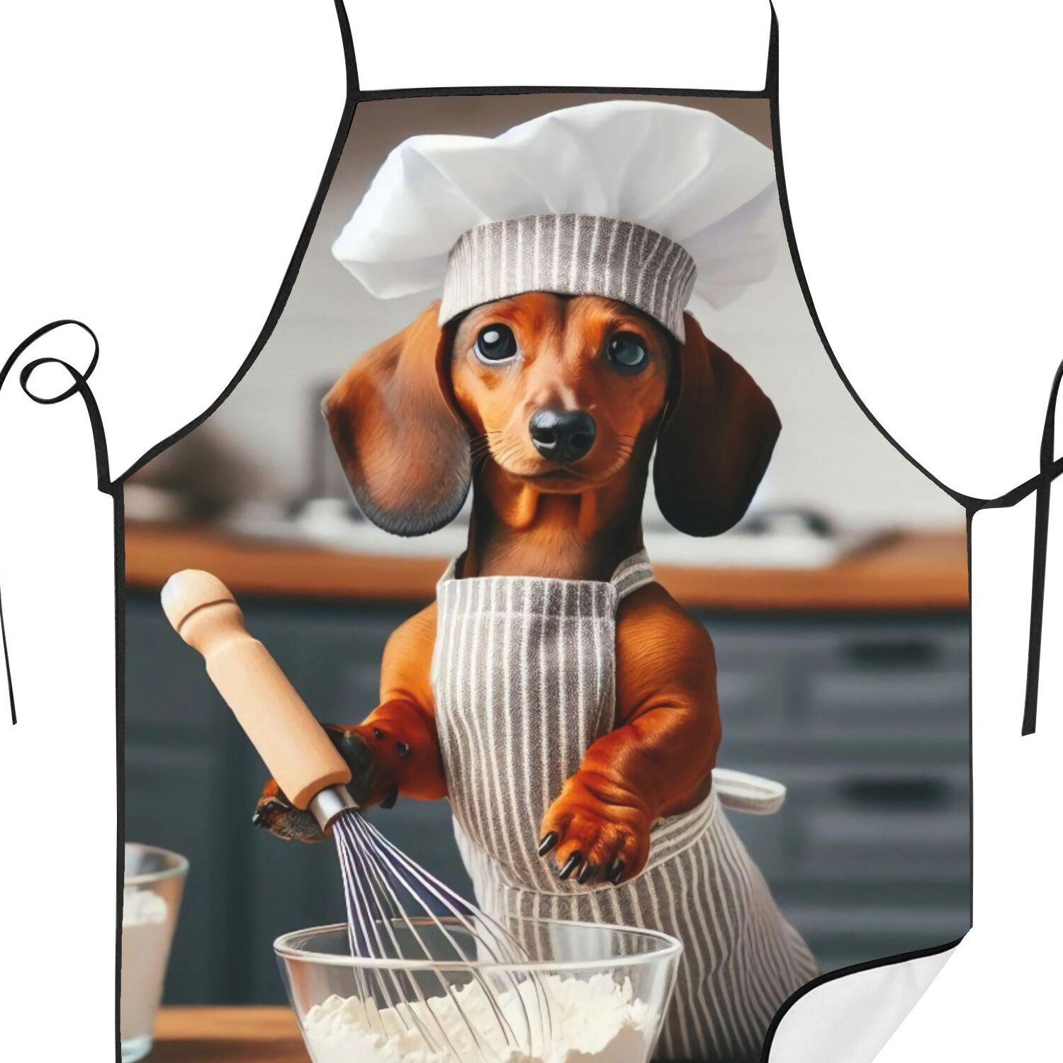 TEMU 2d Print Design Dachshund Chef Pattern Print Apron Home Kitchen Supplies Tool Use Use Adult Apron Cooking Additions