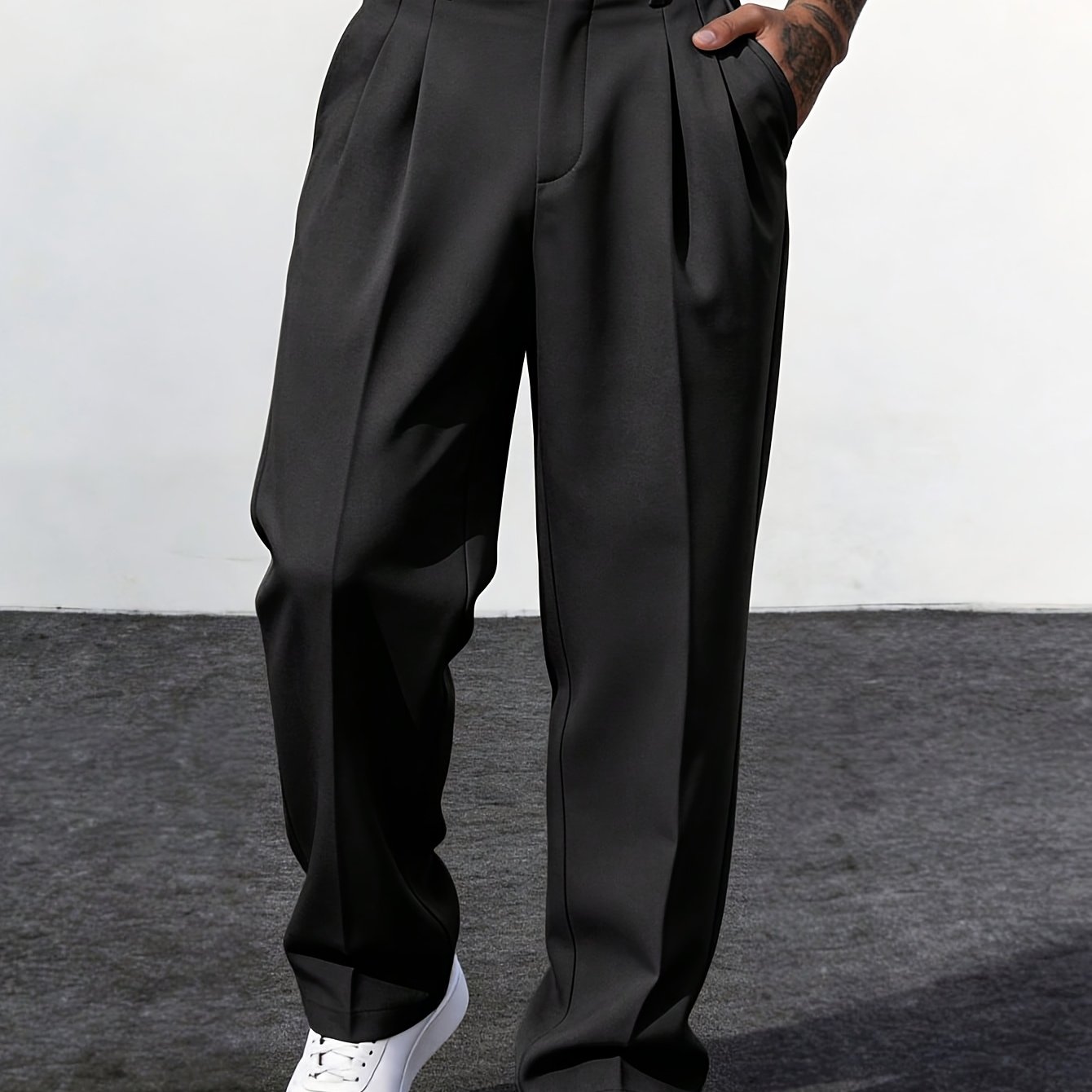 TEMU Men's Vintage Loose Casual Elegant All-match Straight- Trousers, Suitable For Office, Daily Leisure Weekend , Outdoor Activities