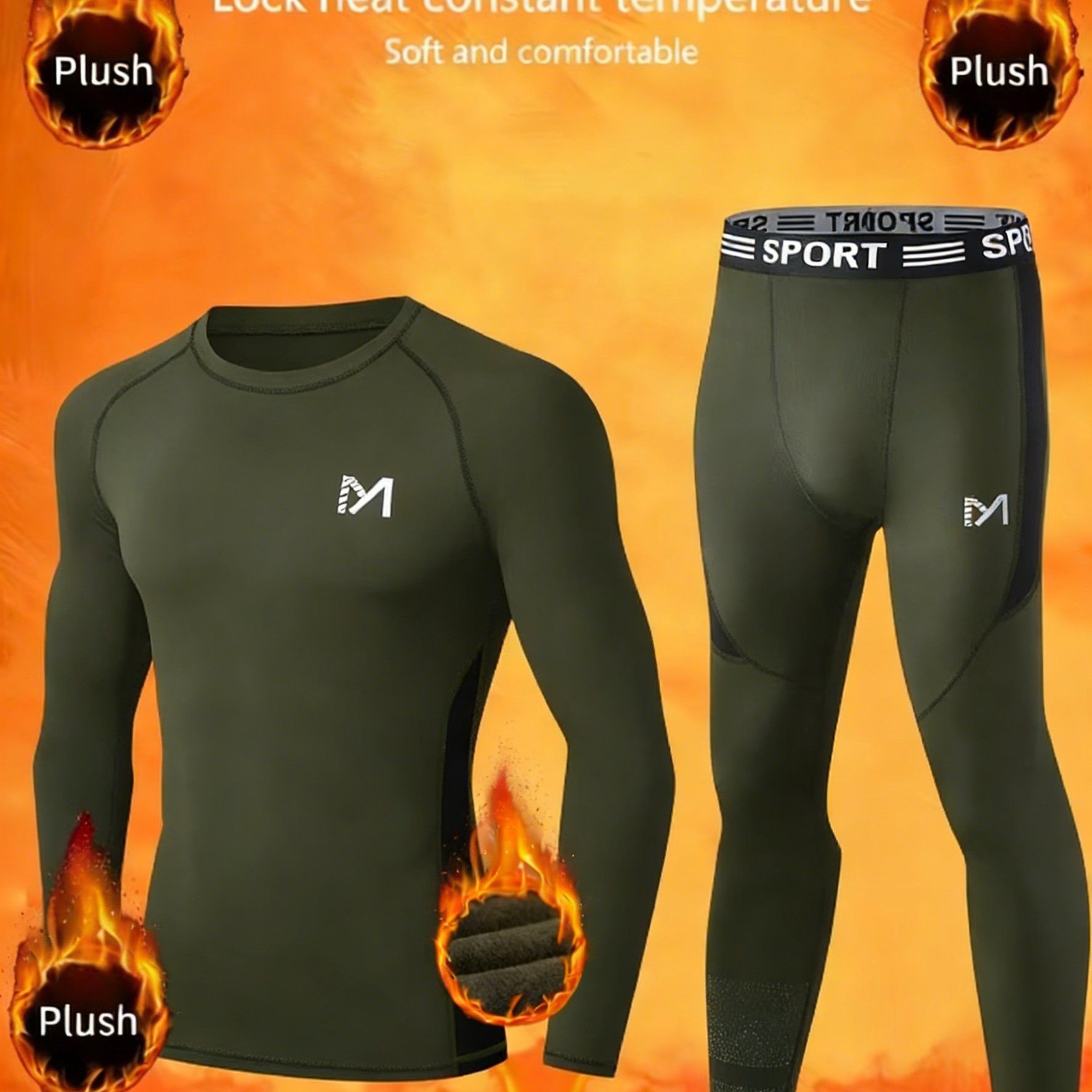Image of 2pcs Thermal Underwear Set For Men - Base Layer, 4h For Hiking, Skiing & Cold Weather, Winter Warm Long Johns For Skiing & Outdoor Activities