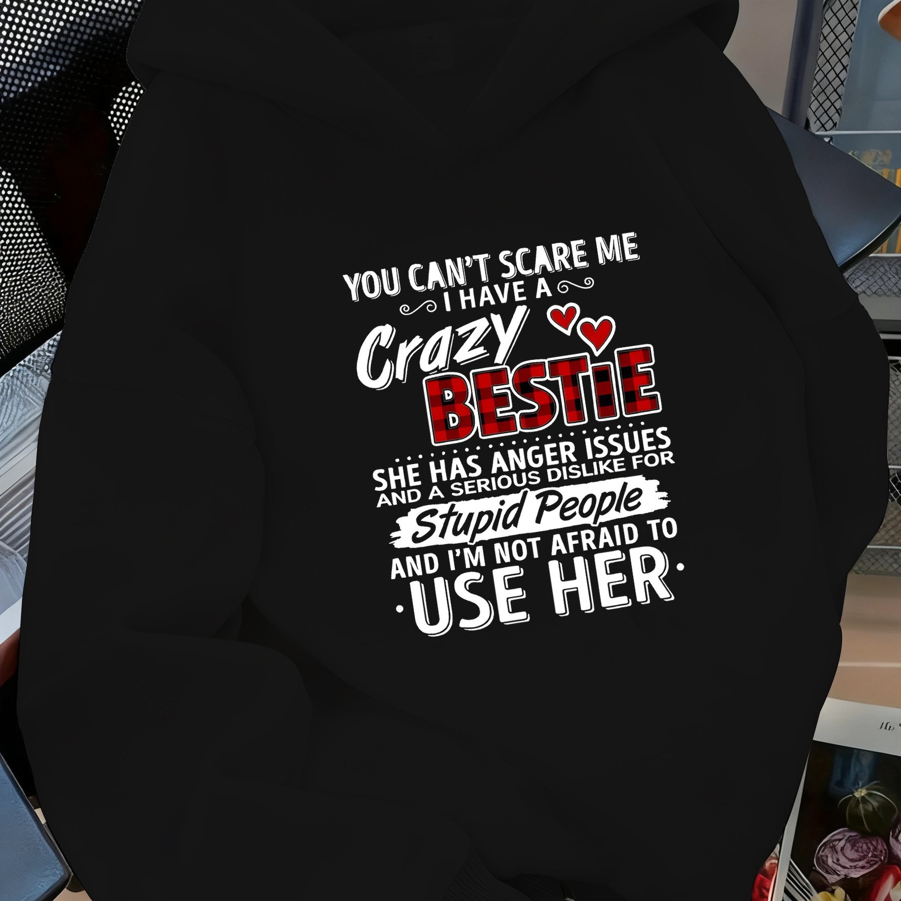 TEMU Crazy Batch Bestie Hooded Sweatshirt For Women, Comfortable Hooded Sweatshirt, Suitable For , Casual Wear | Polyester Hoodie