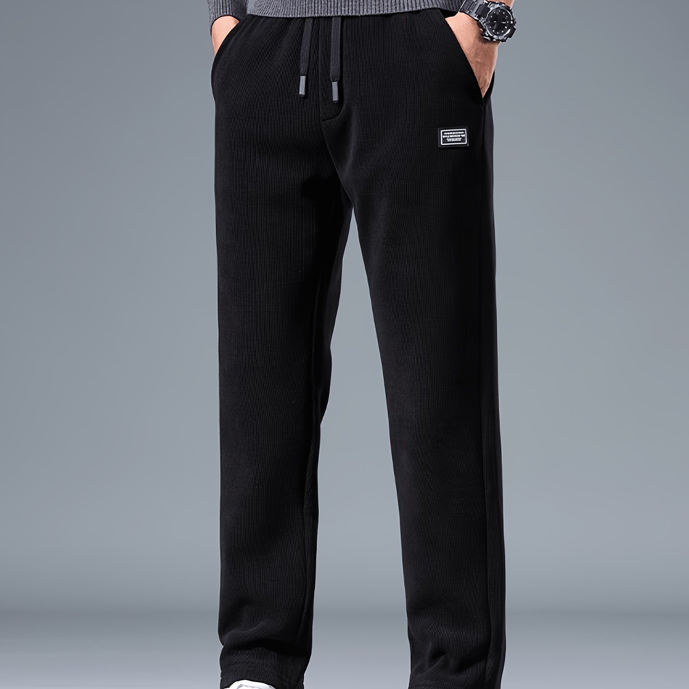 TEMU Mianzhi Men's Casual Trousers, Soft Comfortable Corduroy Fabric, Stretch Loose Straight Fit, Thick Style For Autumn/winter, Daily Fashion Casual