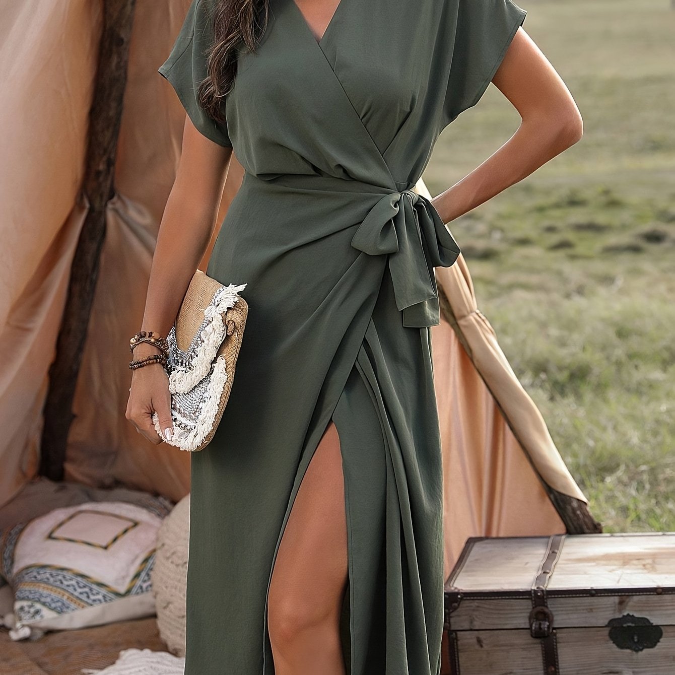 Women' Color Casual Vacation Long Dress