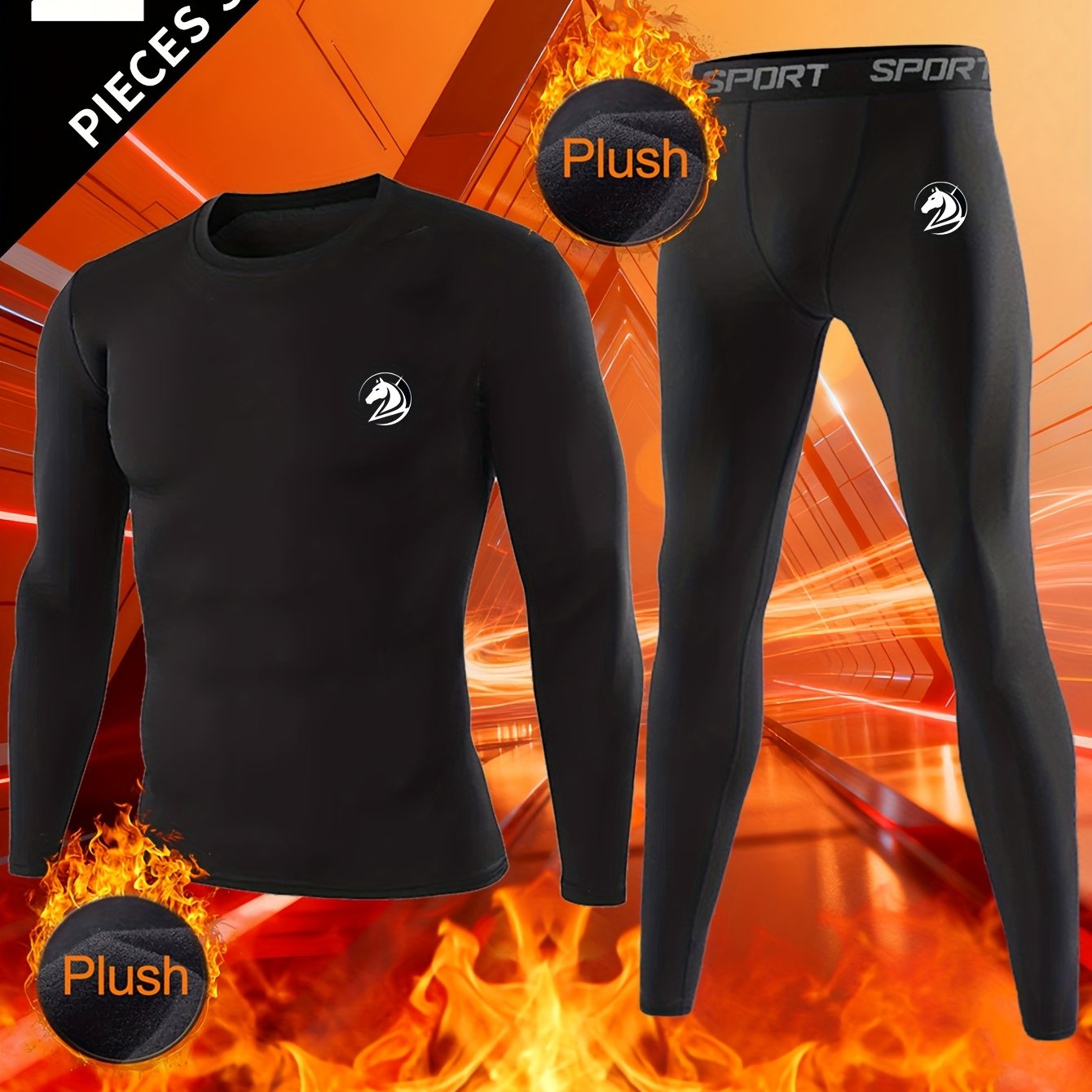 TEMU Men's 2pcs Thermal Underwear Set, Warm Layer Top And Bottom, Soft Winter Long Johns For Cold Weather Outdoor Sports