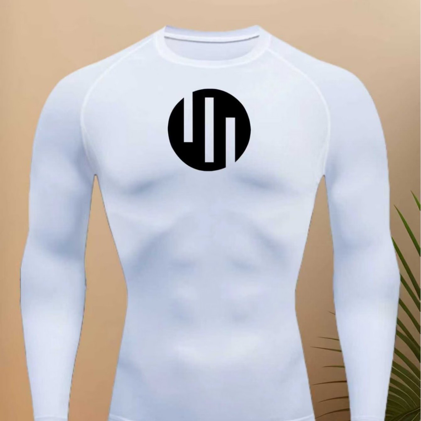 TEMU Men's Tight Long Sleeve, Round Print, Designed For Strength Training, Running, And Other Sports, Suitable For Casual Wear, Perfect Gift For