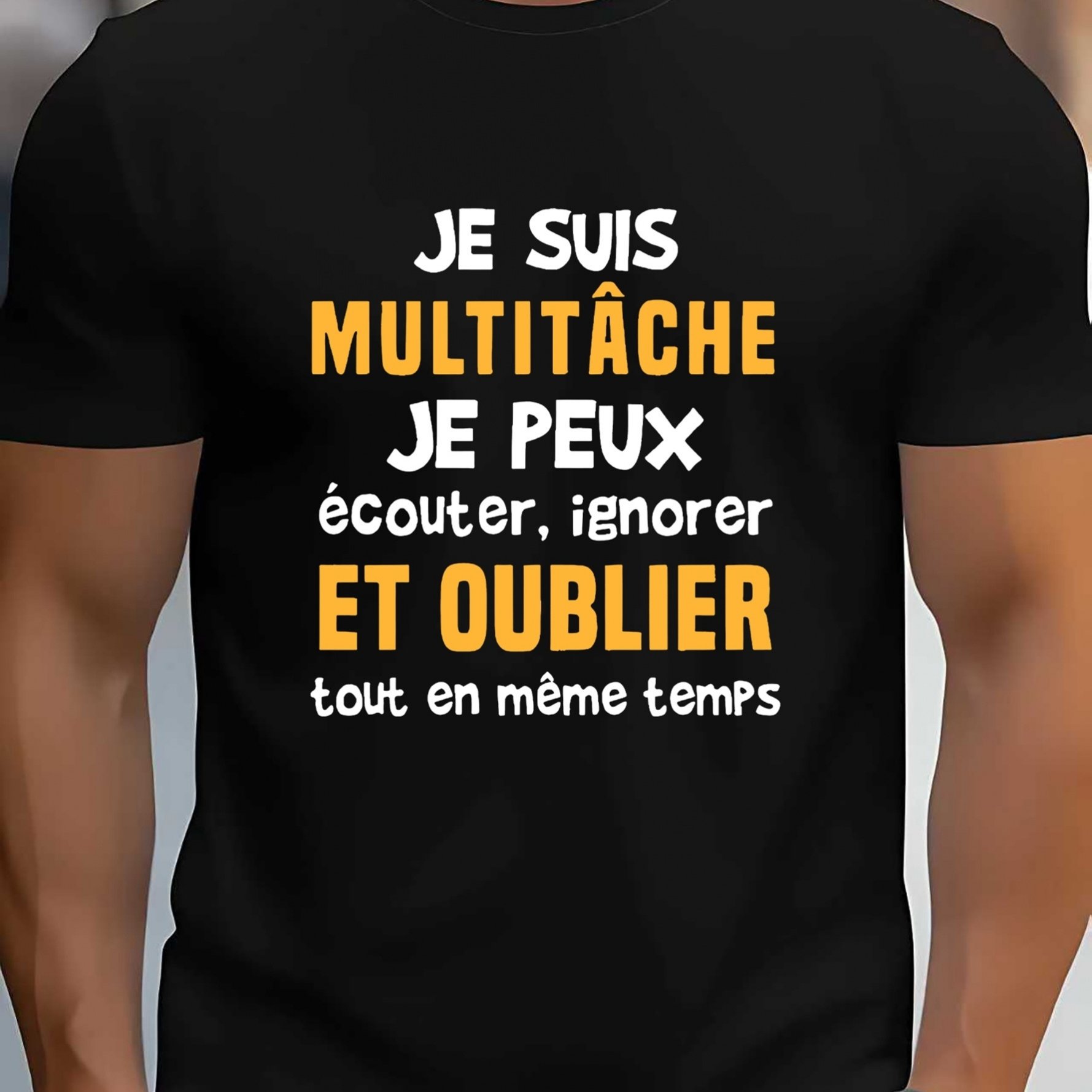 TEMU T-shirt Homme Grande Taille "I'M a " - T-shirt Noir Décontracté avec Humour Français, Manches Courtes, Col Rond, Mode Été, T-shirt Décontracté