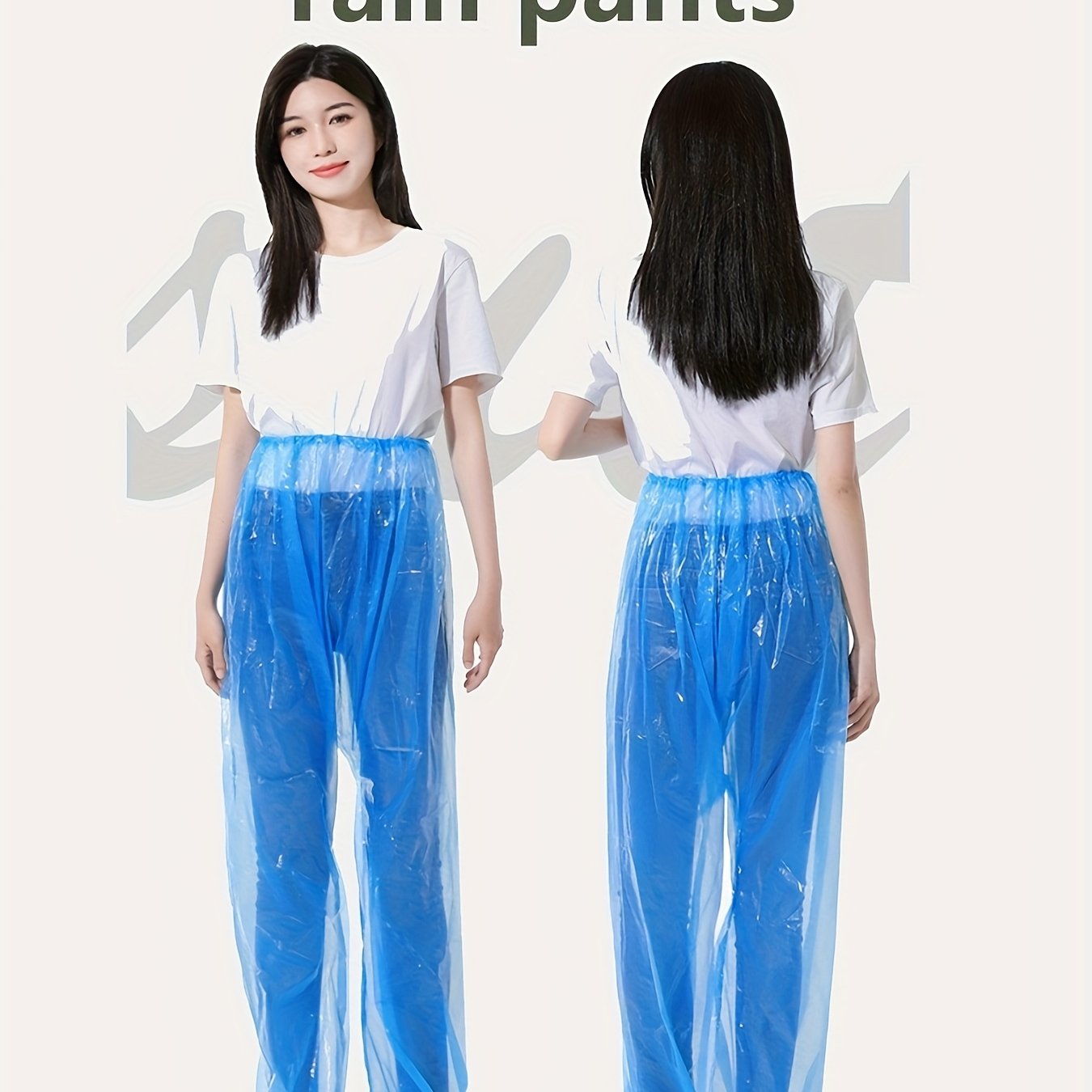 TEMU 3pcs Set, Transparent White And Blue Disposable Rain Pants, Full-foot Rain Pants, Thickened Durable Pe Material, Portable And Convenient, Shoes
