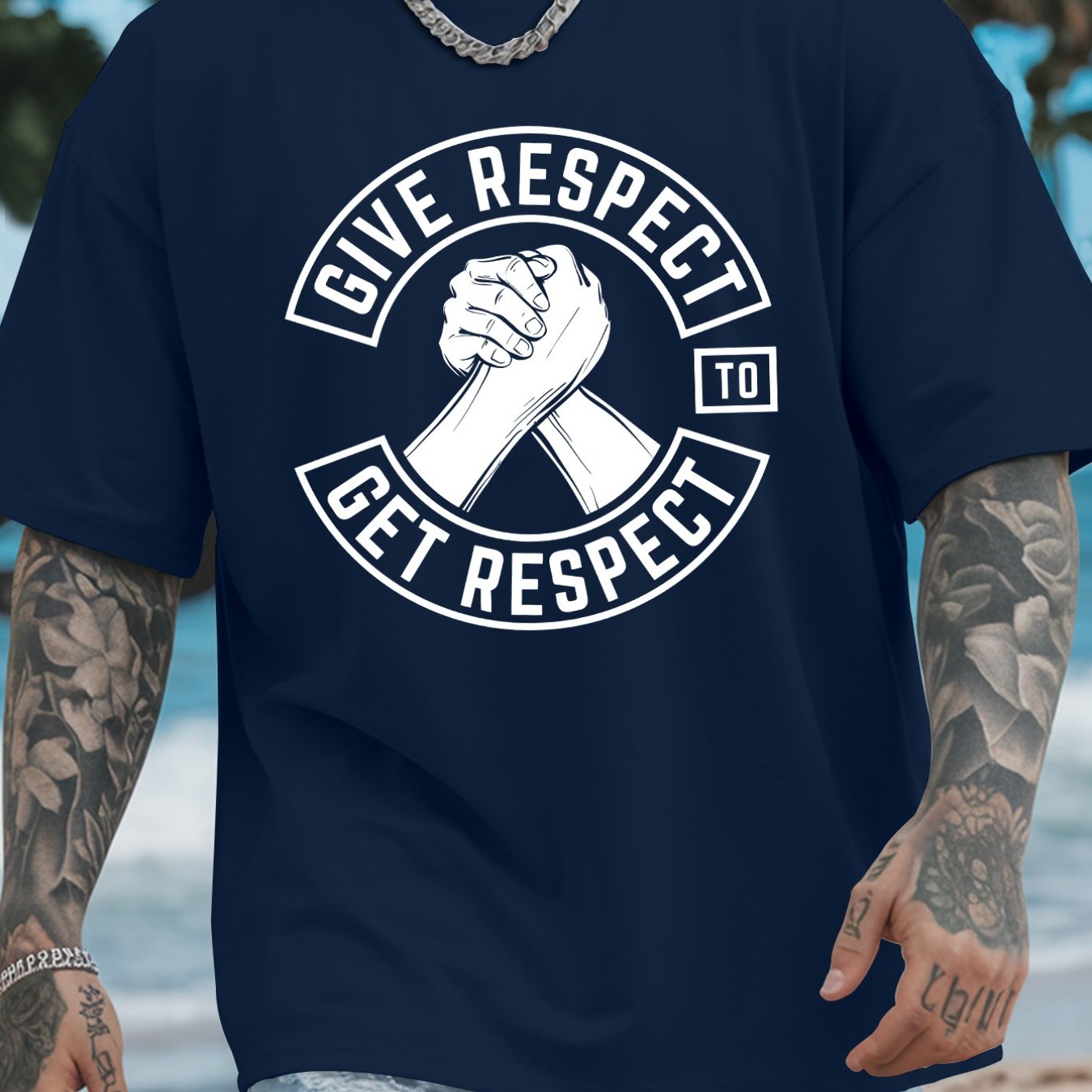 TEMU Men's Casual T-shirt With " " Print - Regular Fit Short Sleeve Crew Neck Summer , Machine Washable Casual Attire Gift, Print Shirt, , , Urban