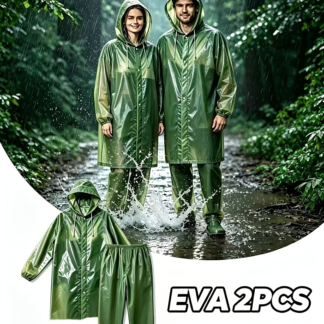 TEMU 1pc/2pcs Impermeable de EVA para Hombre/Mujer, Disponible Individual y en Set, "1pc Impermeable" o "2pcs Impermeable y Pantalones", Equipo ,