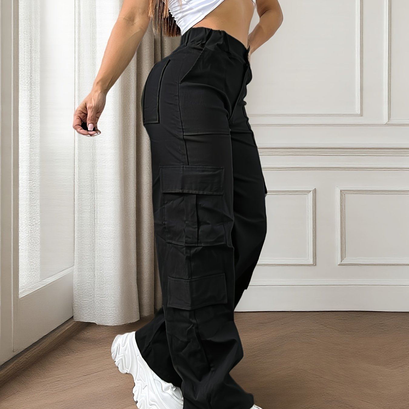 E-shop [Exklusive Edition] Damen Trendige Streetwear Freizeit Pendler Cargo-Arbeiterhose
