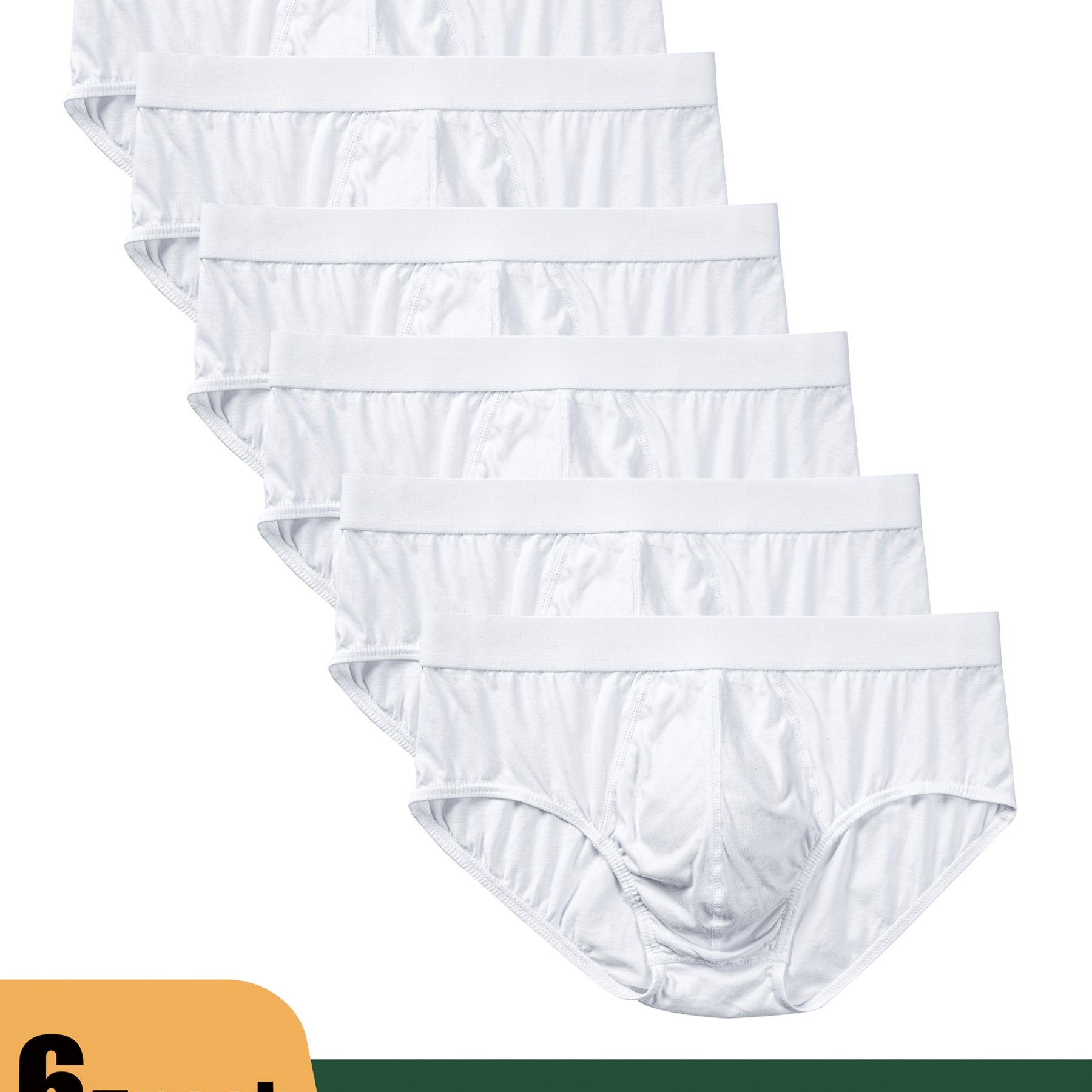 Image of 6pcs White Men' Briefs, Men's Underwear Classic Fashion Youth Men's Underwear Solid Color Underwear Daily