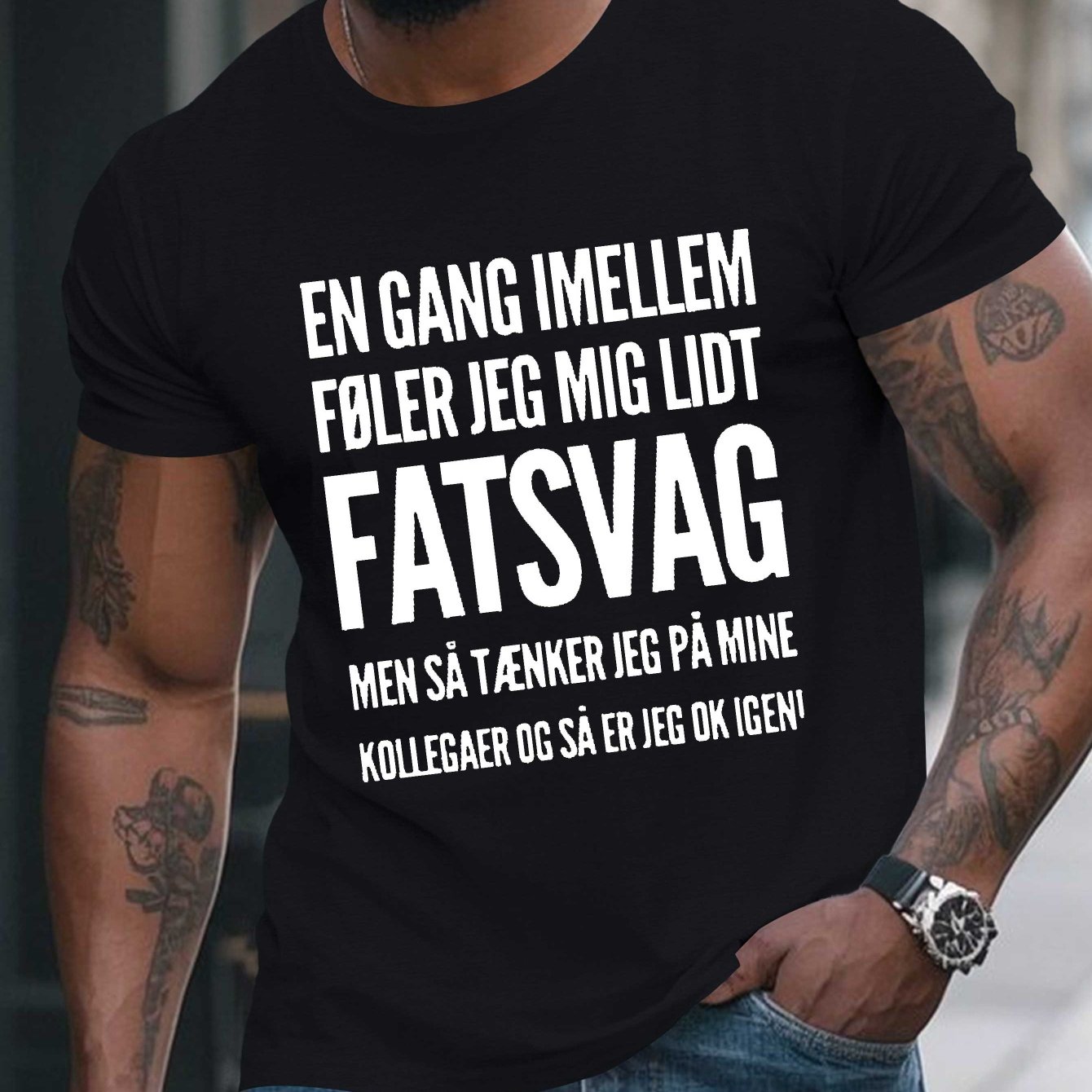 TEMU Men's Plus Size Funny Danish Humor Saying T-shirt - 