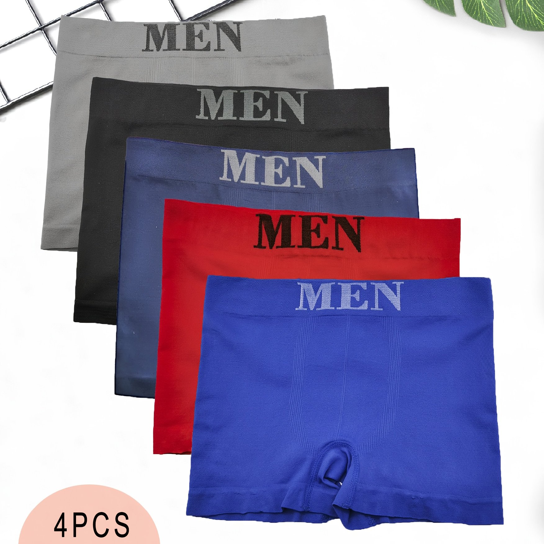 TEMU 4 pezzi mutande da assortite a colori casuali, slip da senza cuciture, sportivo, e traspirante, sensazione di nudo, boxer slip a quattro vie,