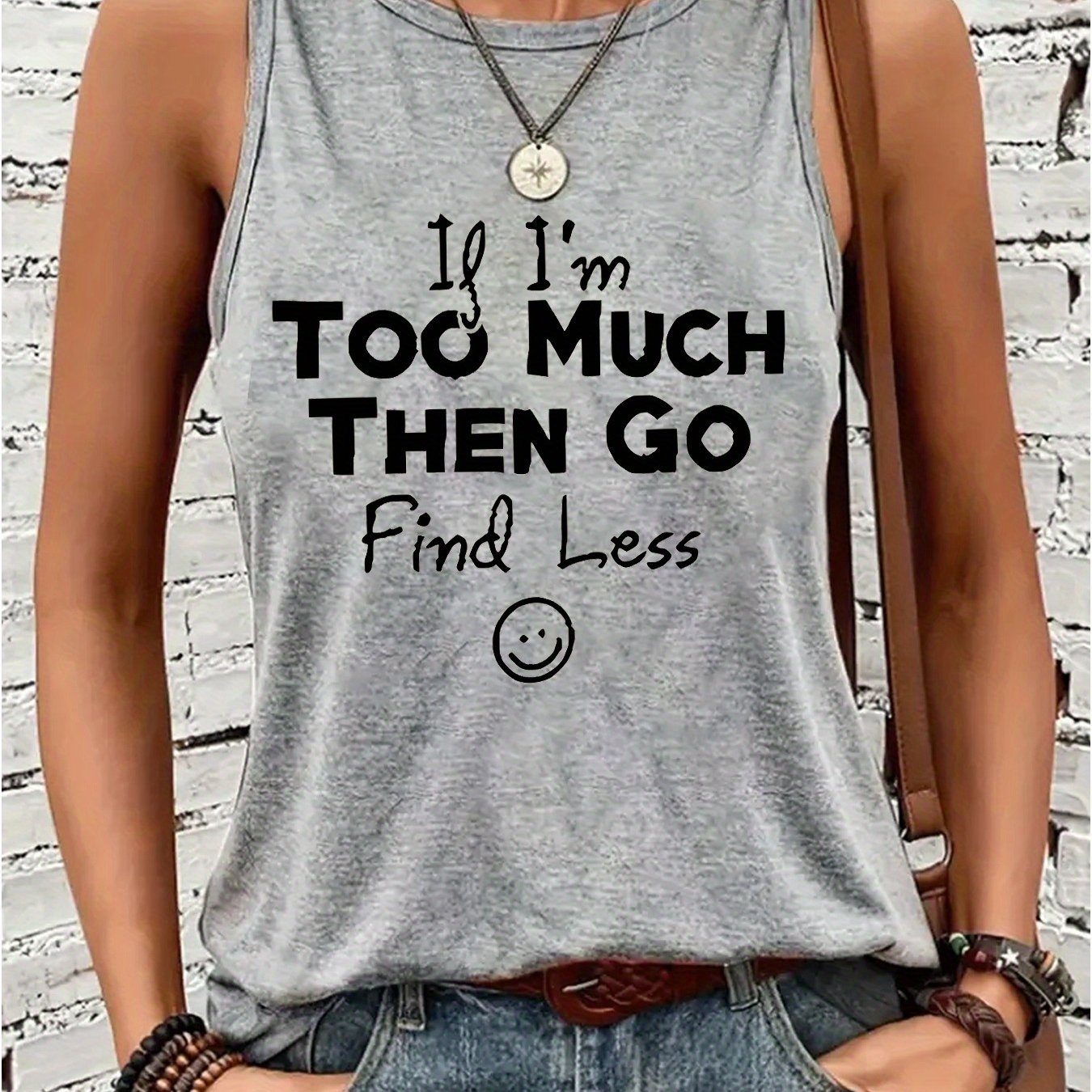 TEMU I'm Go Letter Printed Round Neck Tank Top, A Casual Sleeveless Top Suitable For Women To Wear And Summer