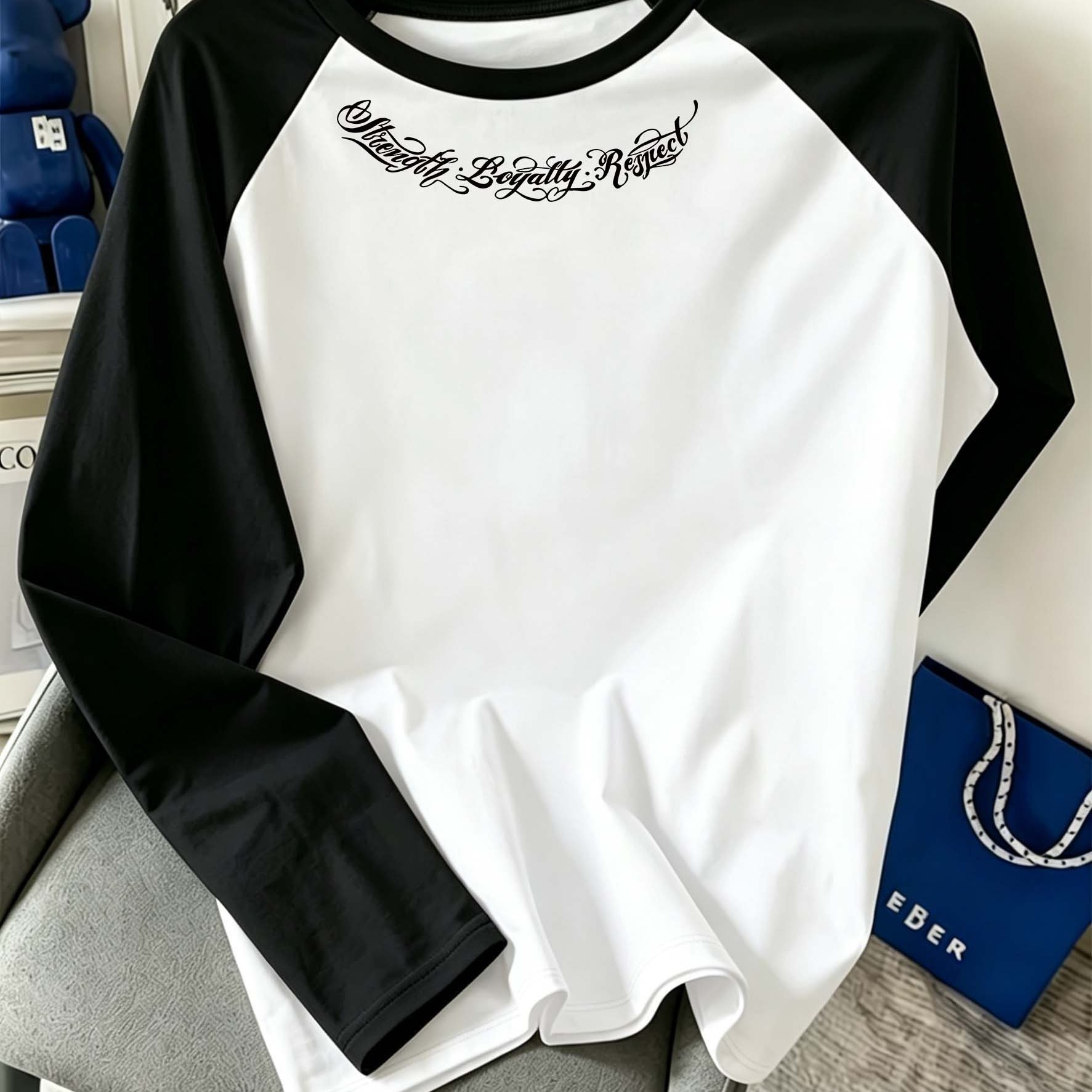TEMU A Loose- With A Graphic Print, Long Sleeves, And A Versatile Color-, Suitable For Women's Spring And Autumn Wear