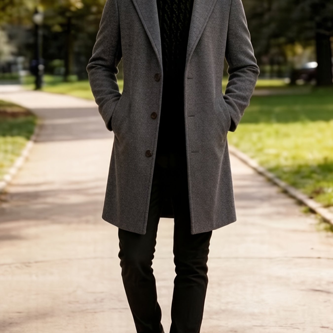TEMU 2026 European And Charm Men's Fashion Daily Casual Outing Top Versatile Solid Color Single-breasted Trench Coat Jacket, Mature And Stable