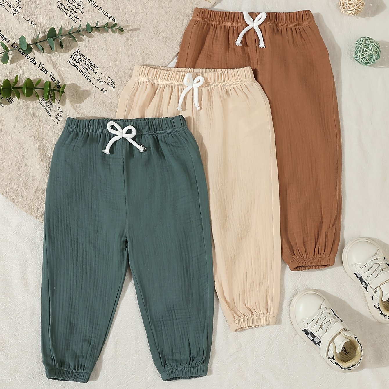 Image of 3pcs Casual Outdoor Sports Pants For Boys And Girls, Harem Pants, Perfect For Outdoor