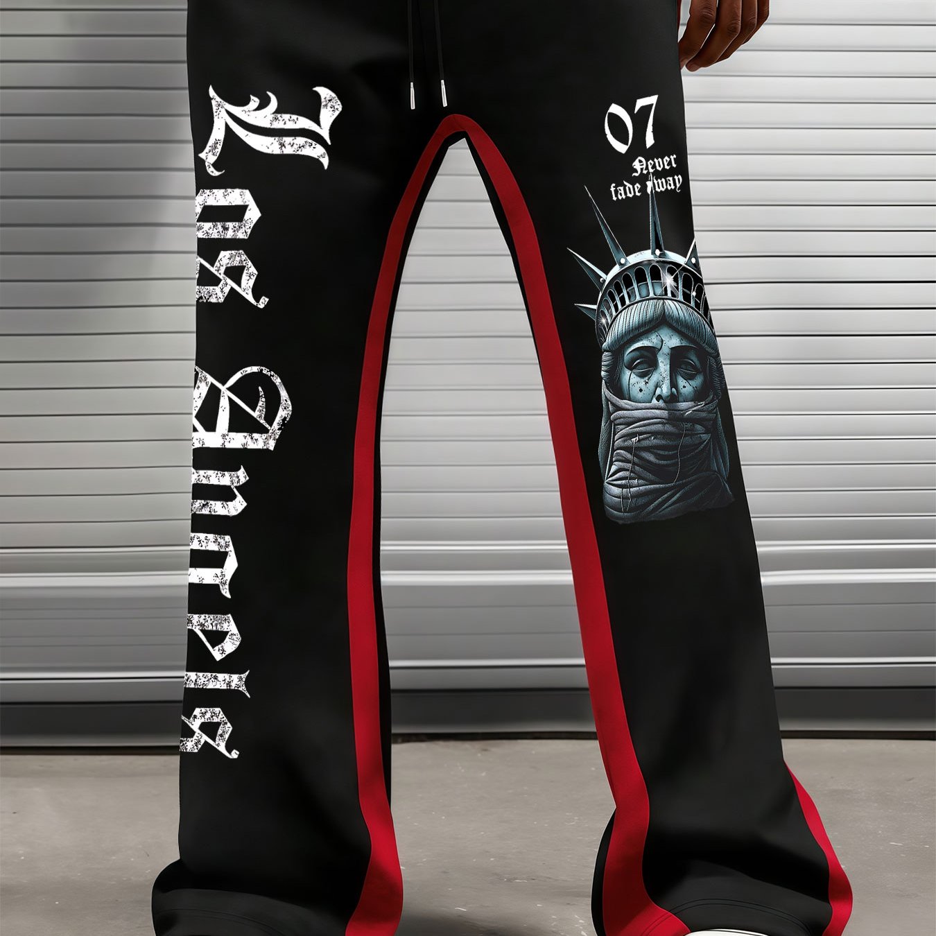 TEMU Casual Pants Featuring A Print Of The Statue Of In A Contemplative , Designed With A Style In A Color Block. Comfortable Wide-leg Pants Are