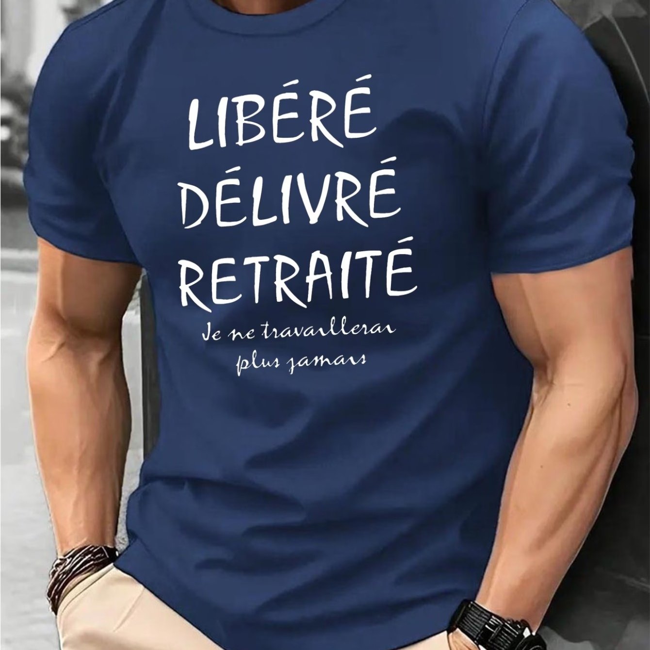 TEMU T-shirt de retraite français pour homme avec slogan "LIBÉRÉ DÉLIVRÉ RETRAITÉ" - respirante à séchage rapide adaptée aux retraités, t-shirt à col