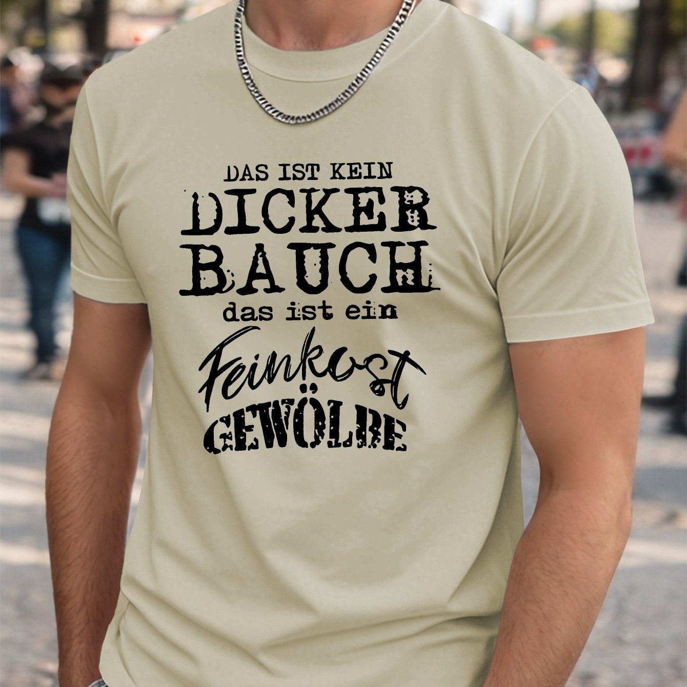 TEMU Funny German Saying Crinkle Plus Size Men's T-shirt, Plus Size
