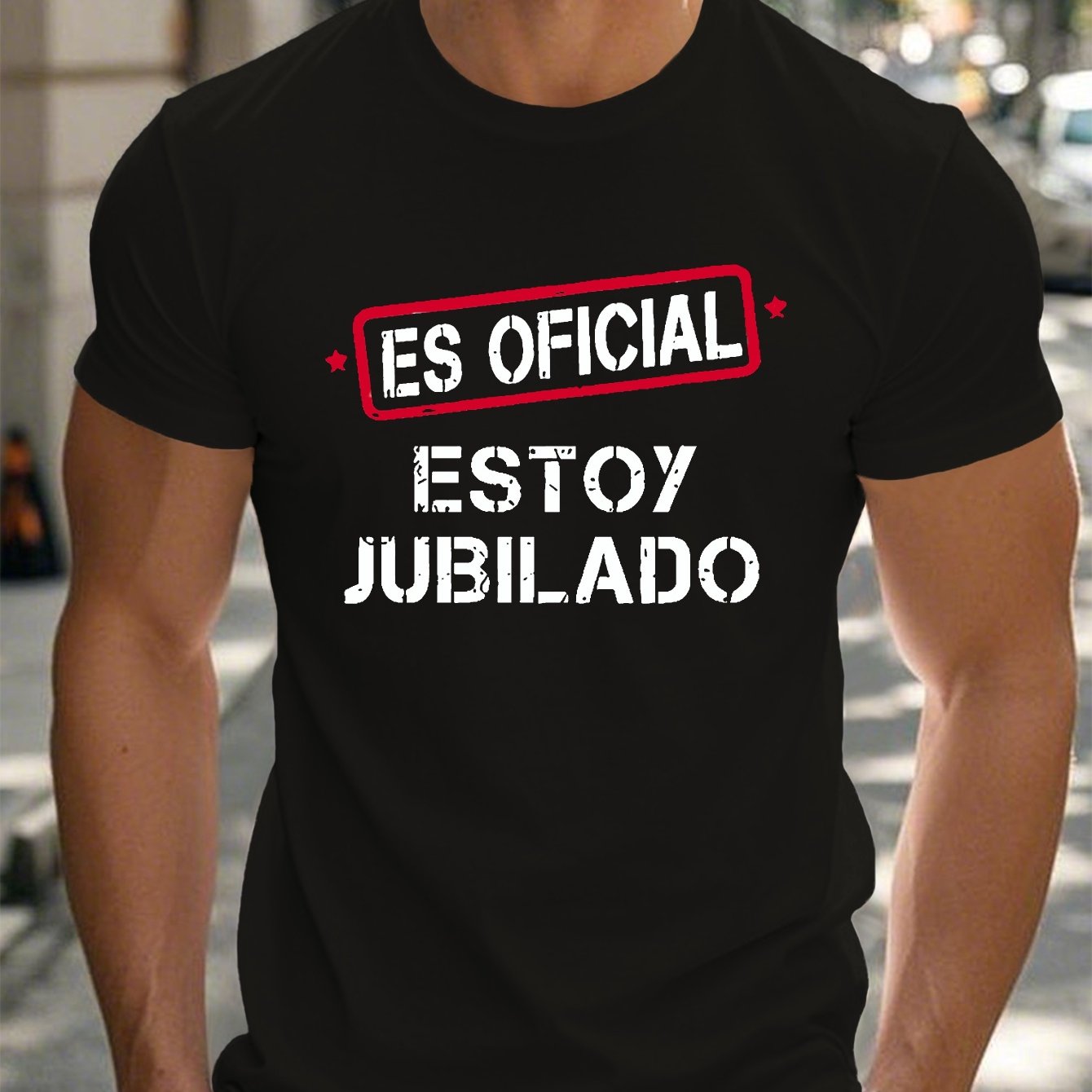 TEMU Camiseta de manga corta para hombre, estilo español, con la " jubilado" - Ideal para el verano