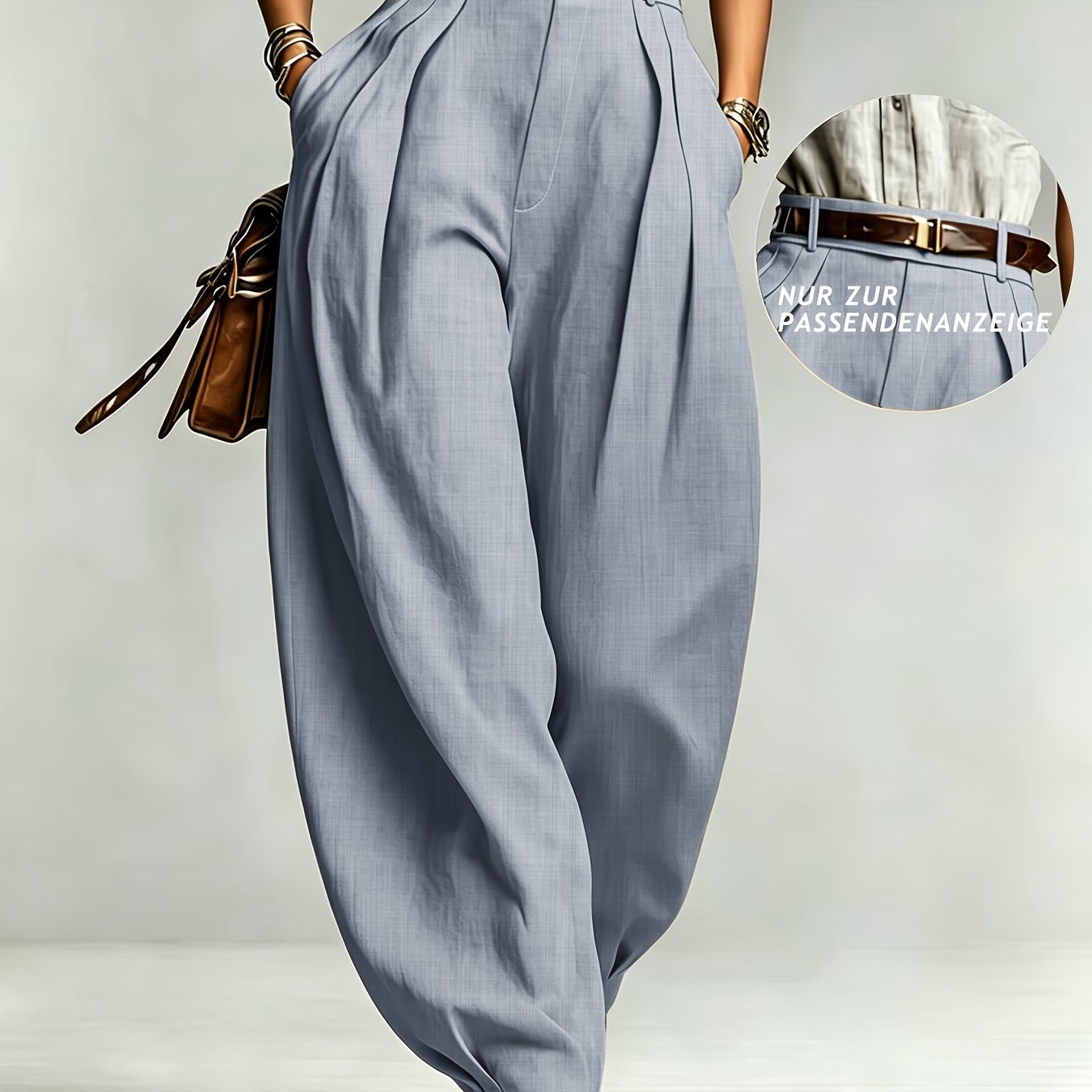 TEMU Commuter Fashion Solid Color Pocket 's High-waist Slim Trousers