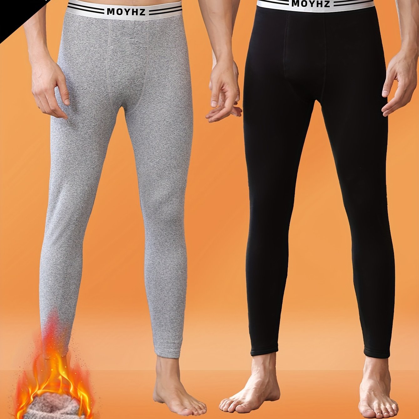 2-pc Seamless Men's Thermal Underwear Pants, Autumn/winter -lined Heated Base Layer Tights, Long Johns