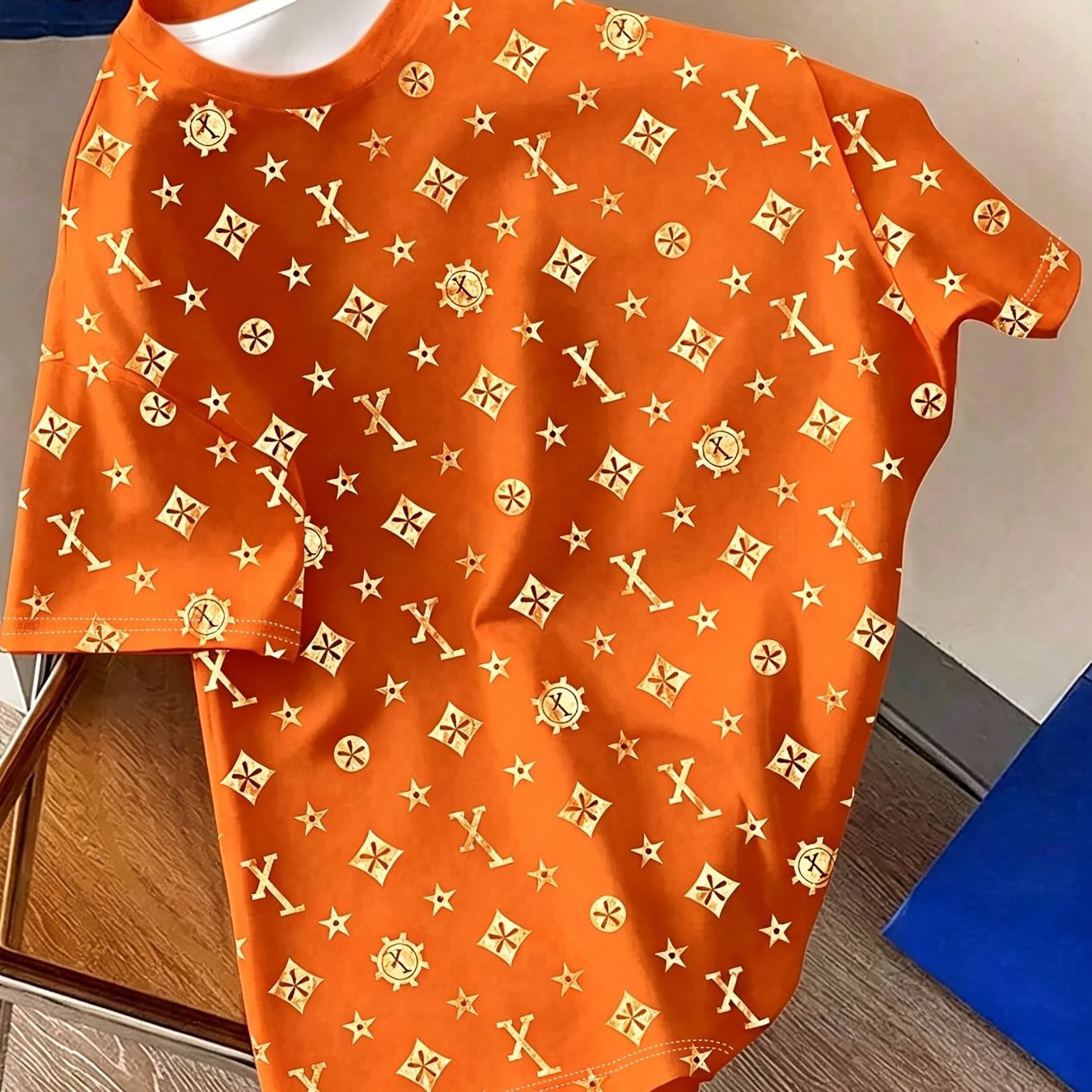 TEMU Printed Design - Not Textured] 2026 Summer New Arrival Standard Size Women's Short Sleeve T-shirt With - Style Geometric Pattern Printed On