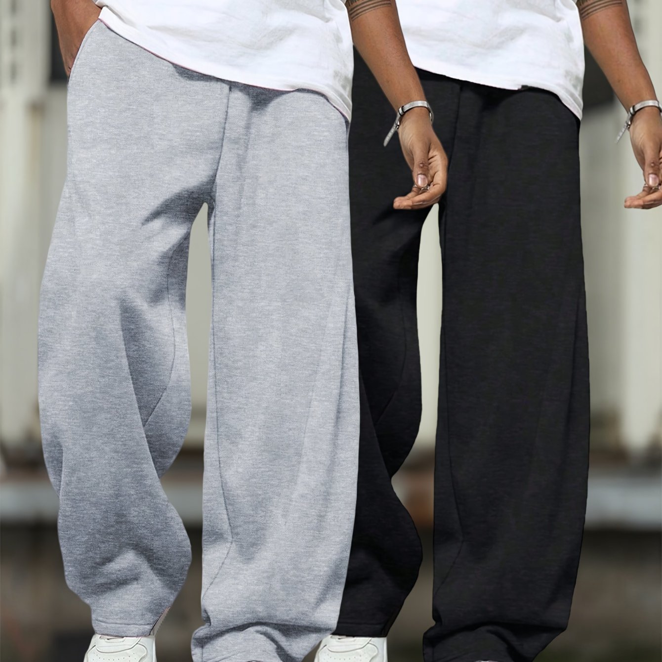 Image of 2pcs Set Boys' Teenagers' Cool Versatile Comfortable Easy Straight Commuter Casual Outdoor Easy Preppy Fleece-lined Long Pants, For Outdoor