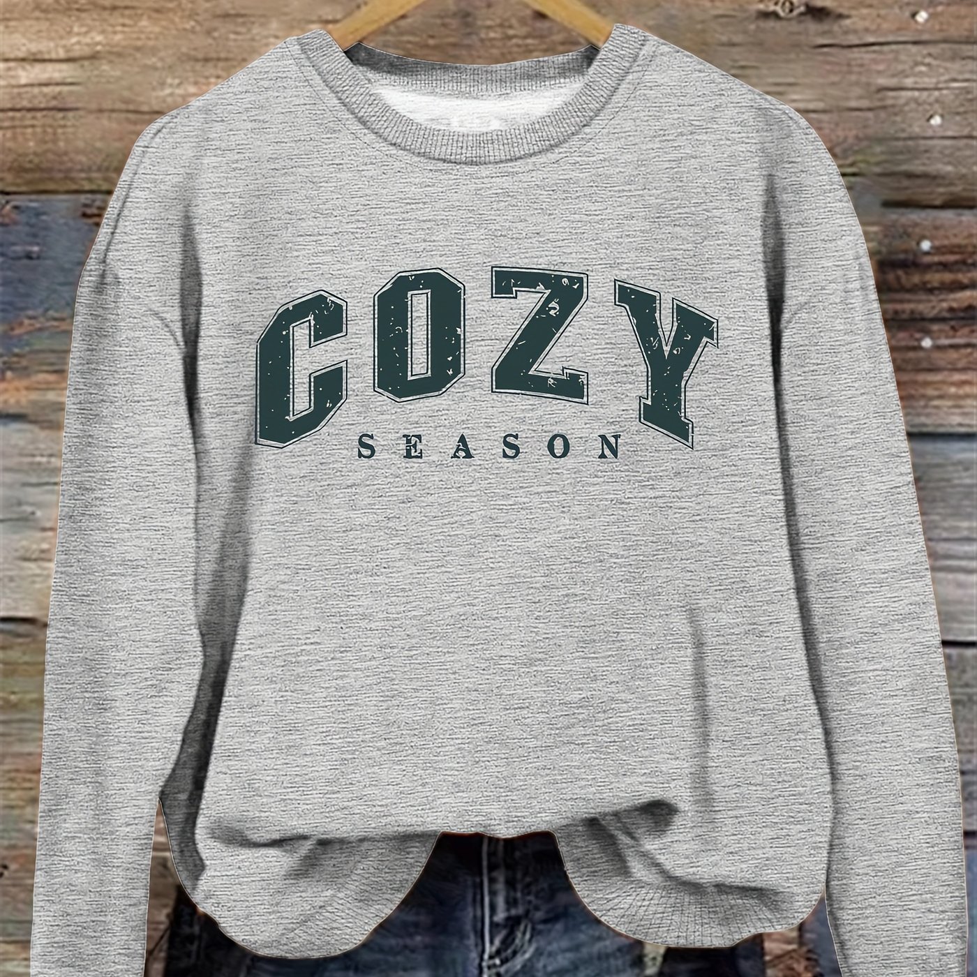 TEMU Sweat-shirt à imprimé alphabet, sweat-shirt décontracté à col rond pour l'hiver et , vêtements pour femmes