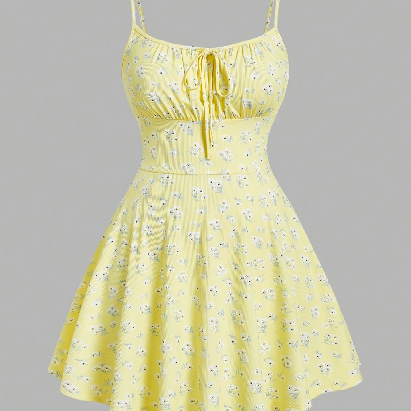 TEMU Plus Size, New Fashionable Floral Print Elegant Sleeveless Spaghetti Strap Solid Color Camisole Dress