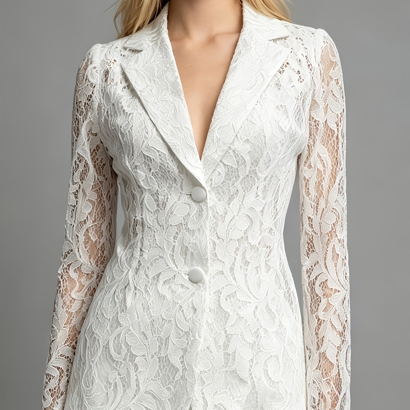 Targeted Development Of Elegant Lace Single-button Lapel Blazer
